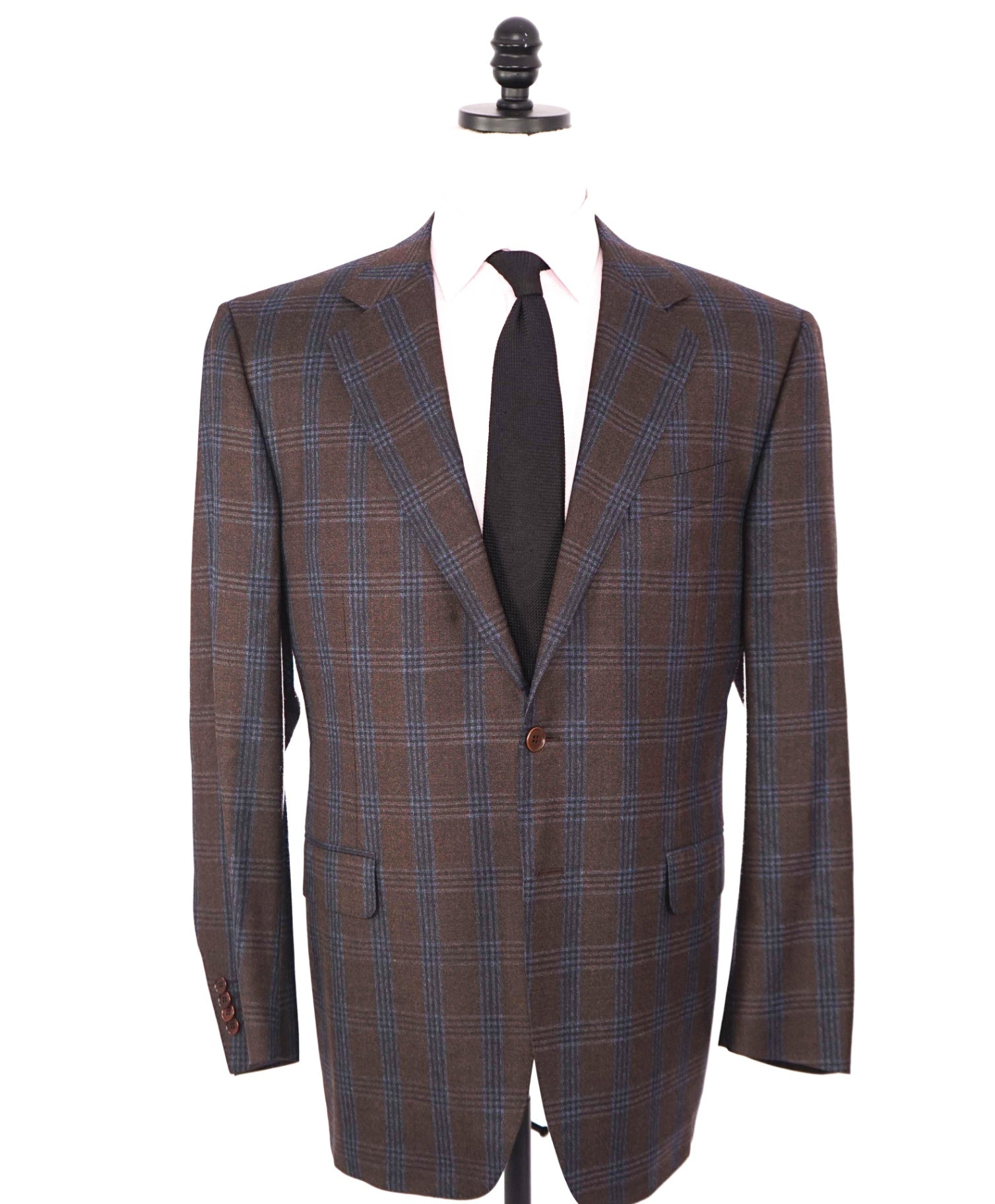 $798 ZANELLA - Brown/Blue Plaid Wool Sport Coat - 46R