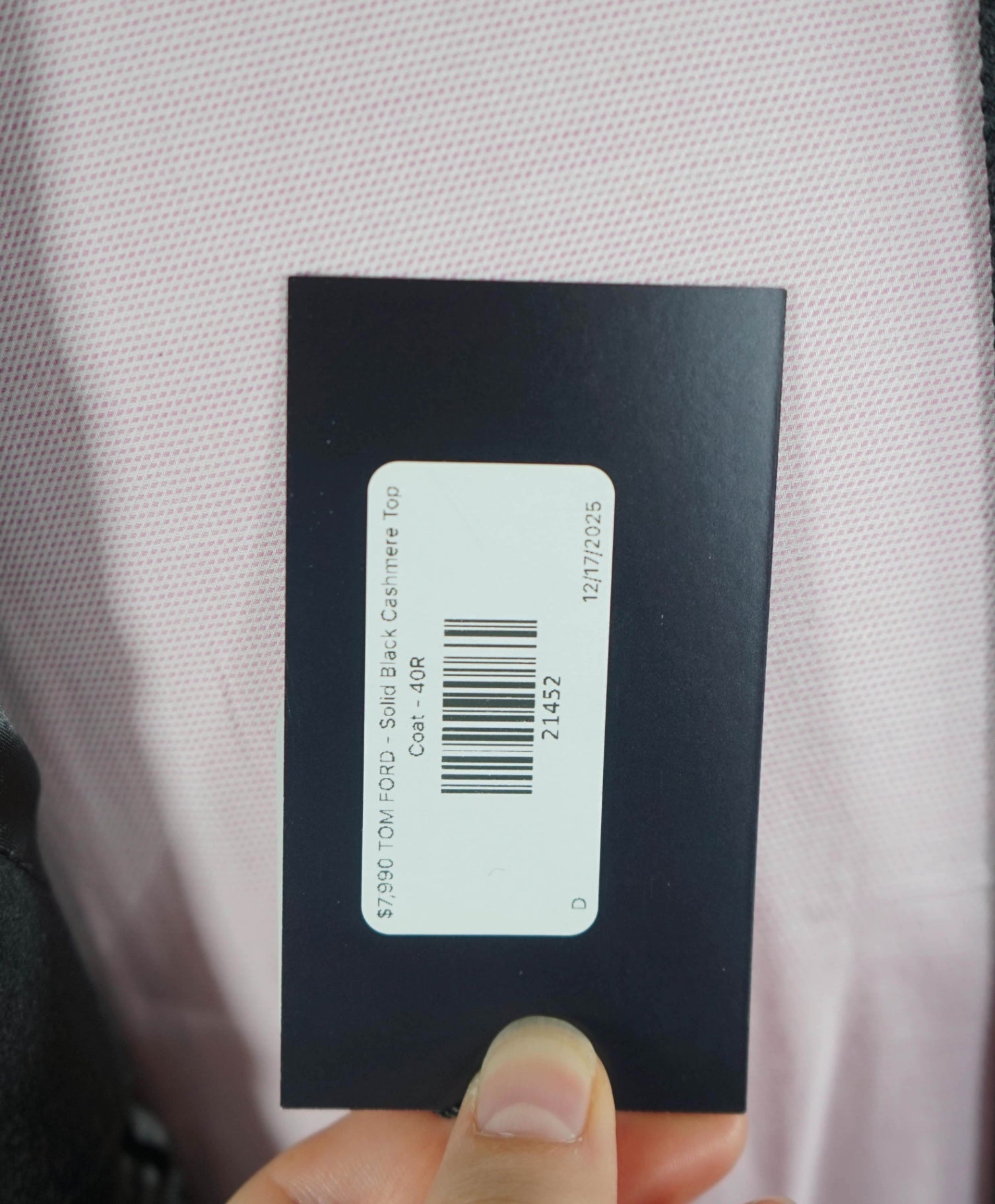 $7,990 TOM FORD - Solid Black 100% Cashmere Top Coat - 40R