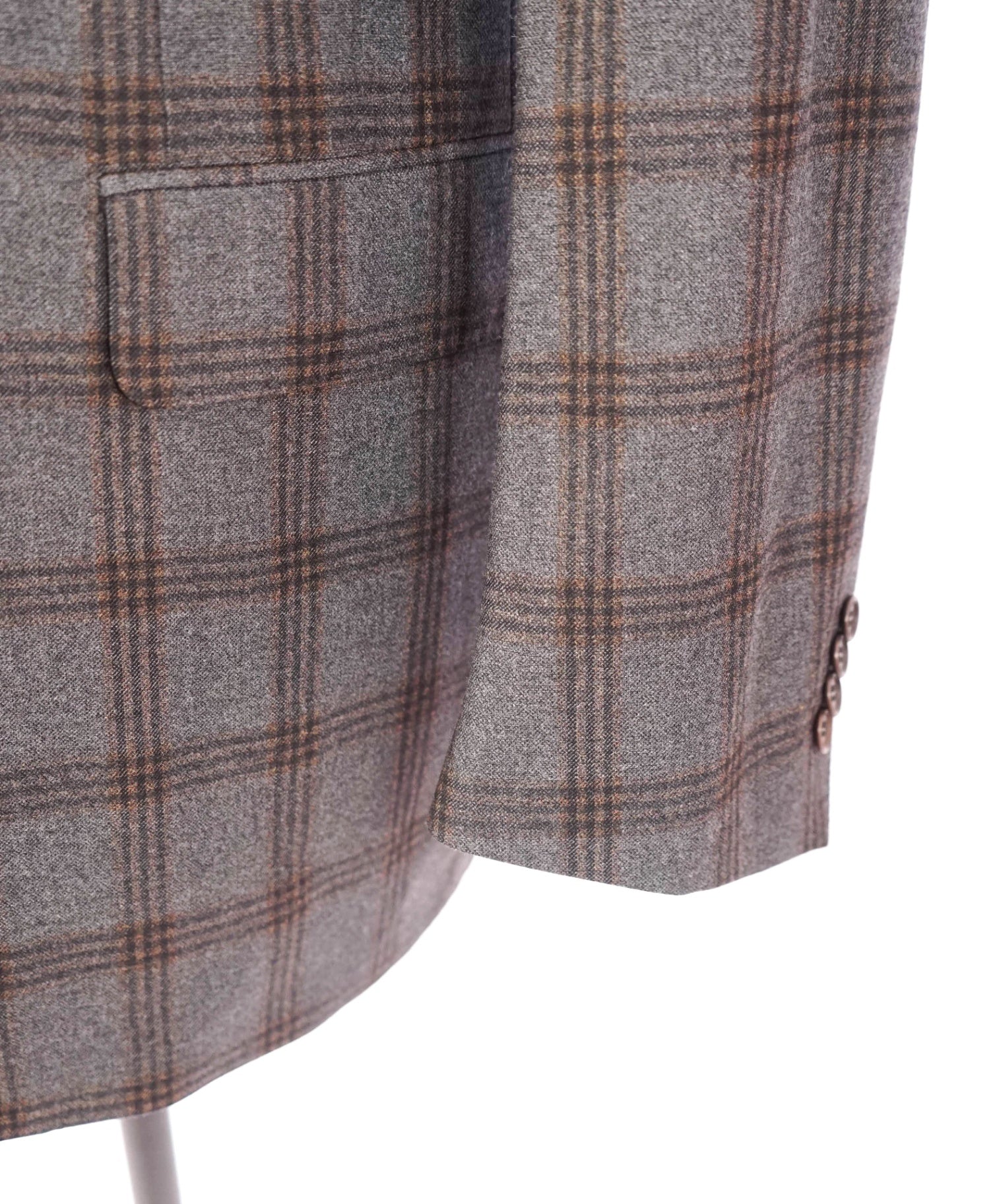 $798 ZANELLA - Gray/Brown Plaid Wool Sport Coat - 46R