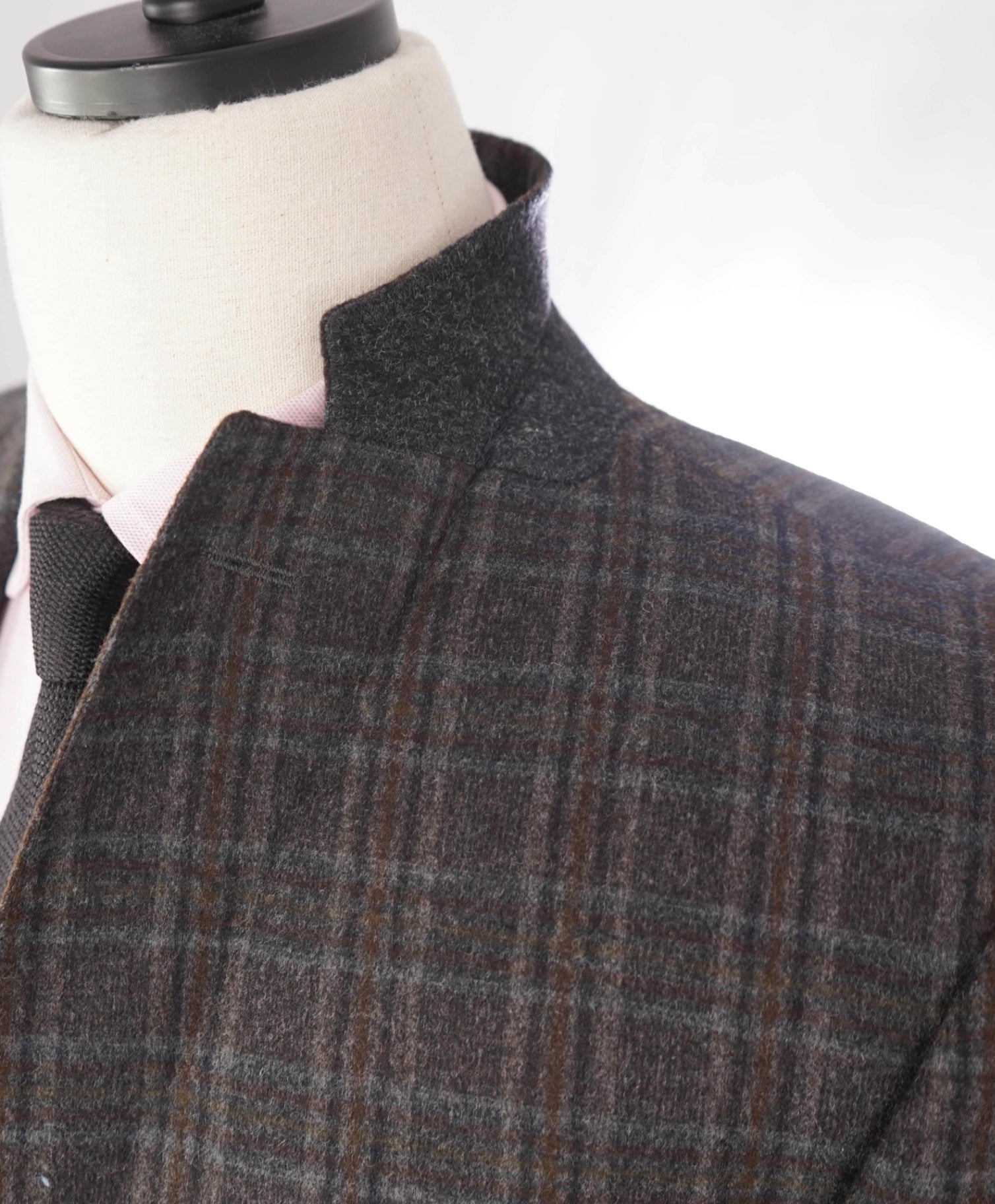 $1,500 Z ZEGNA - Gray/Brown Plaid Flannel Wool/Angora Blazer - 44R