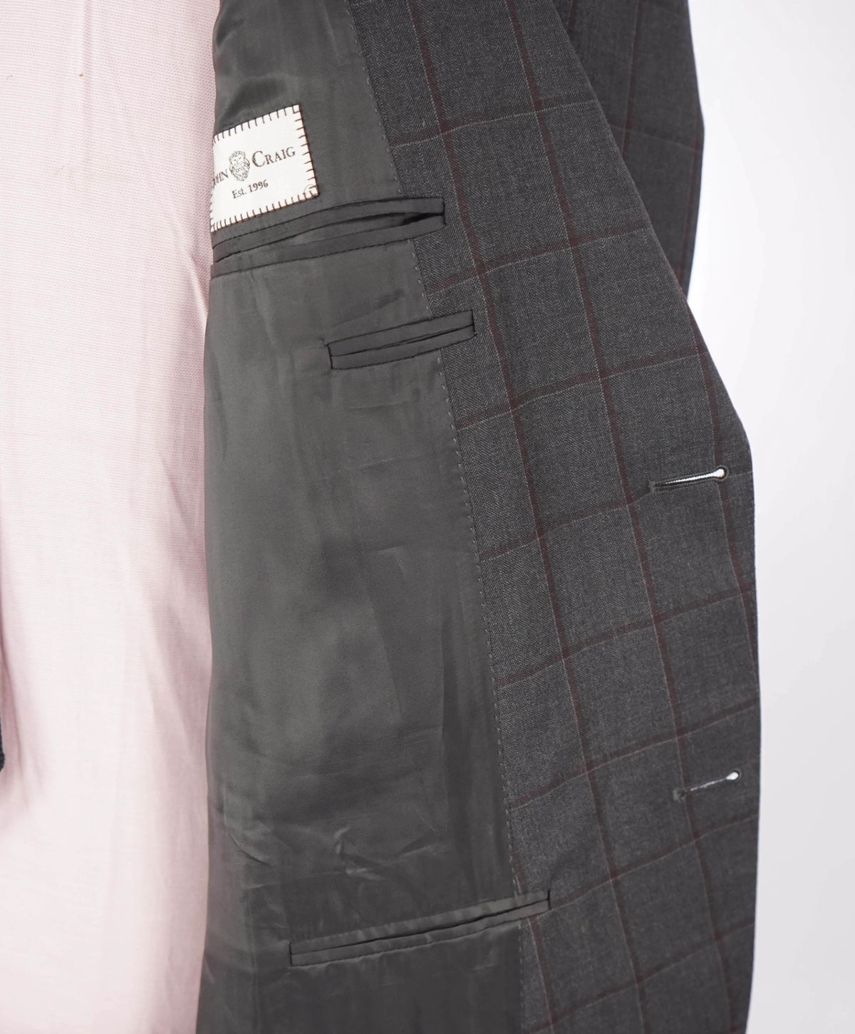 $1,895 CANALI - Gray Windowpane Wool Blazer - 46R