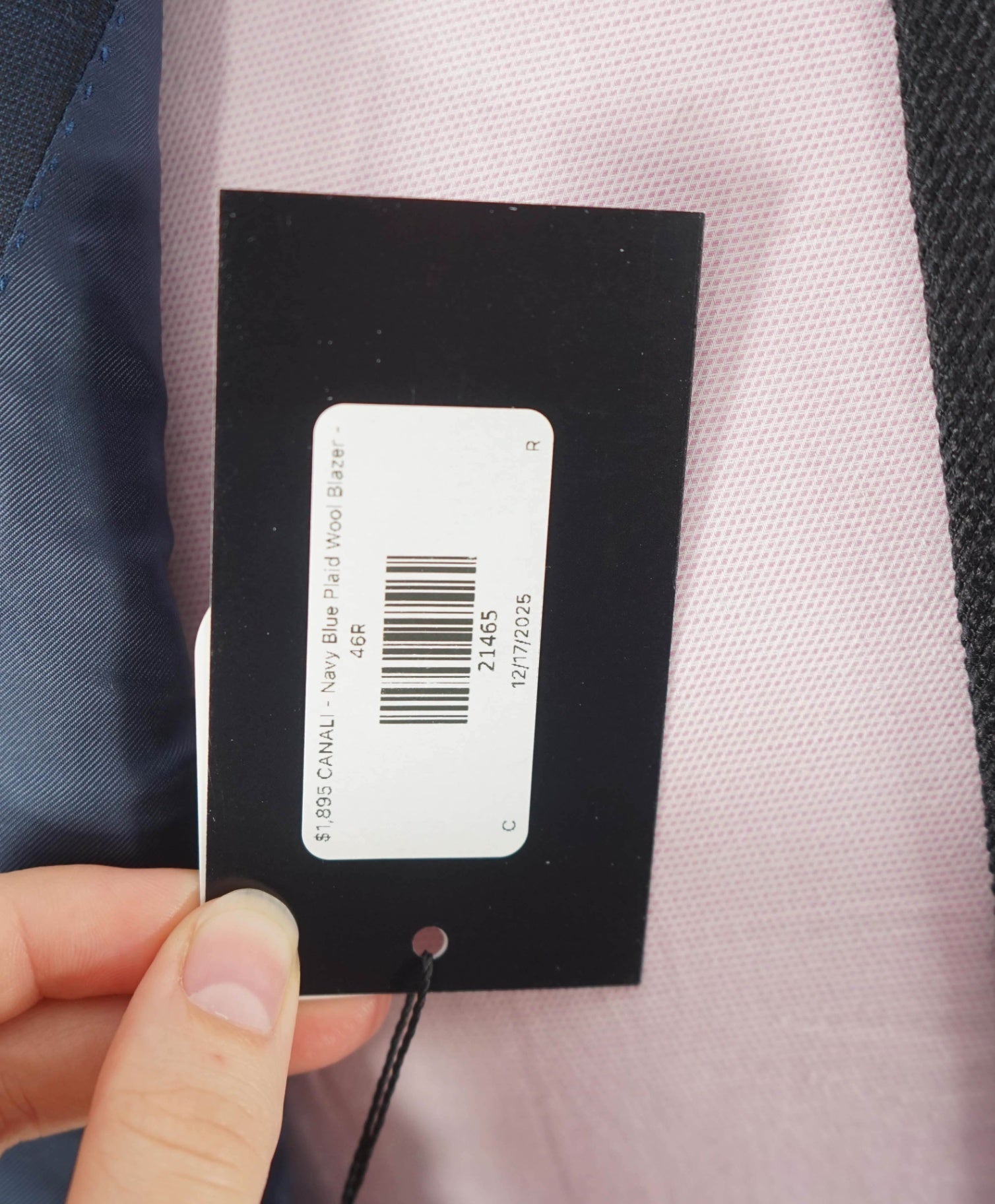$1,895 CANALI - Navy Blue Plaid Wool Blazer - 46R