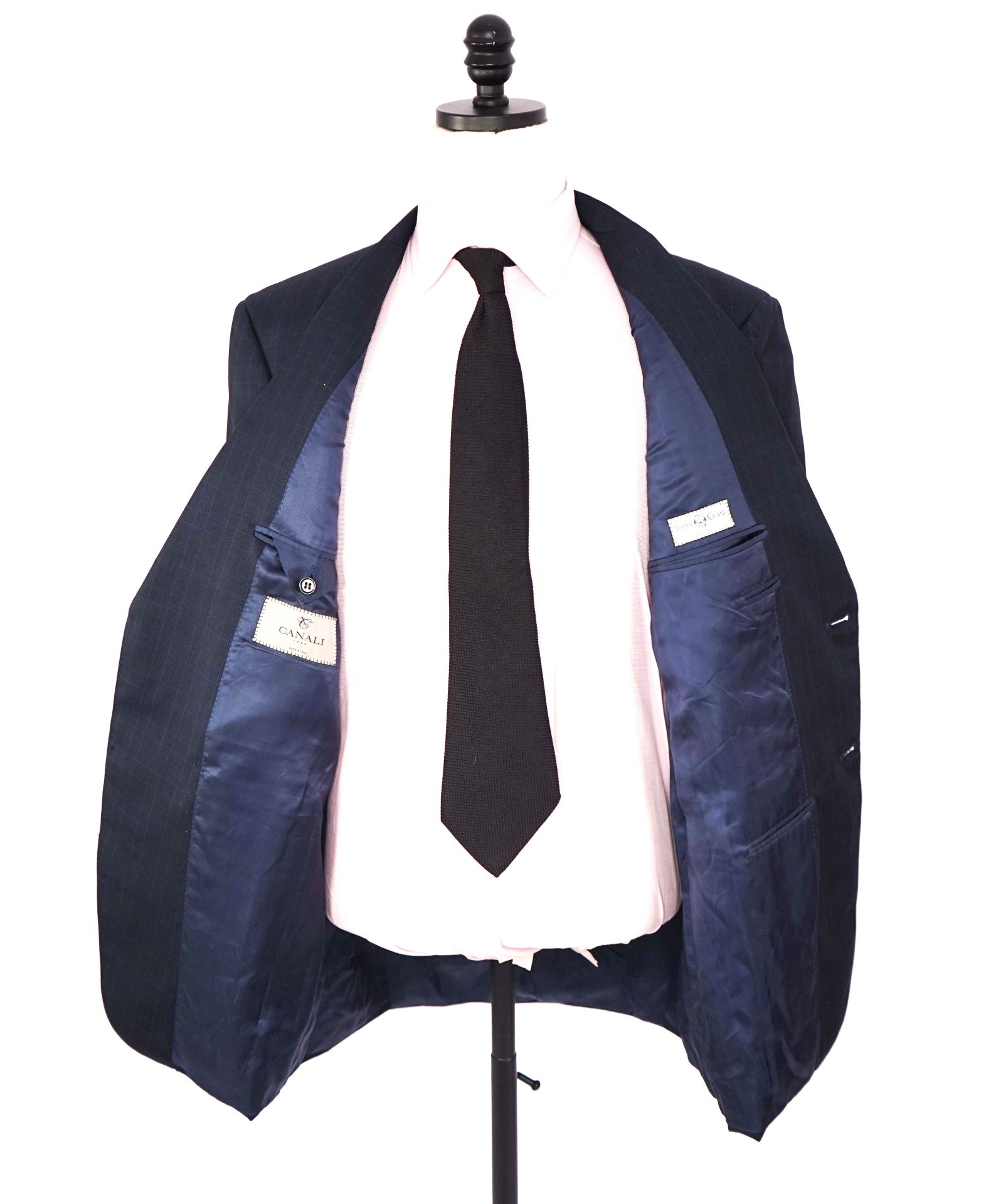 $1,895 CANALI - Navy Blue Plaid Wool Blazer - 46R