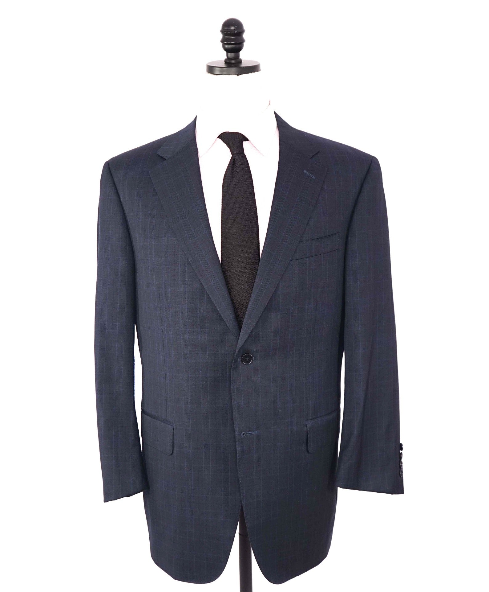 $1,895 CANALI - Navy Blue Plaid Wool Blazer - 46R