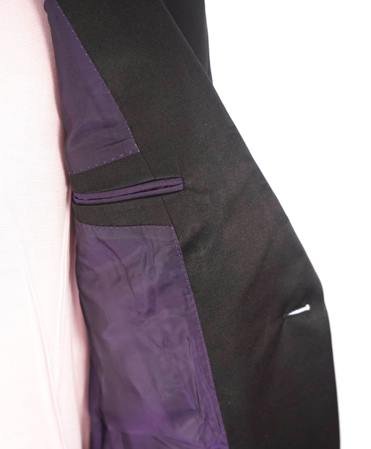 $4,290 RALPH LAUREN PURPLE LABEL - Black Wool Peak Lapel Tuxedo - 38R