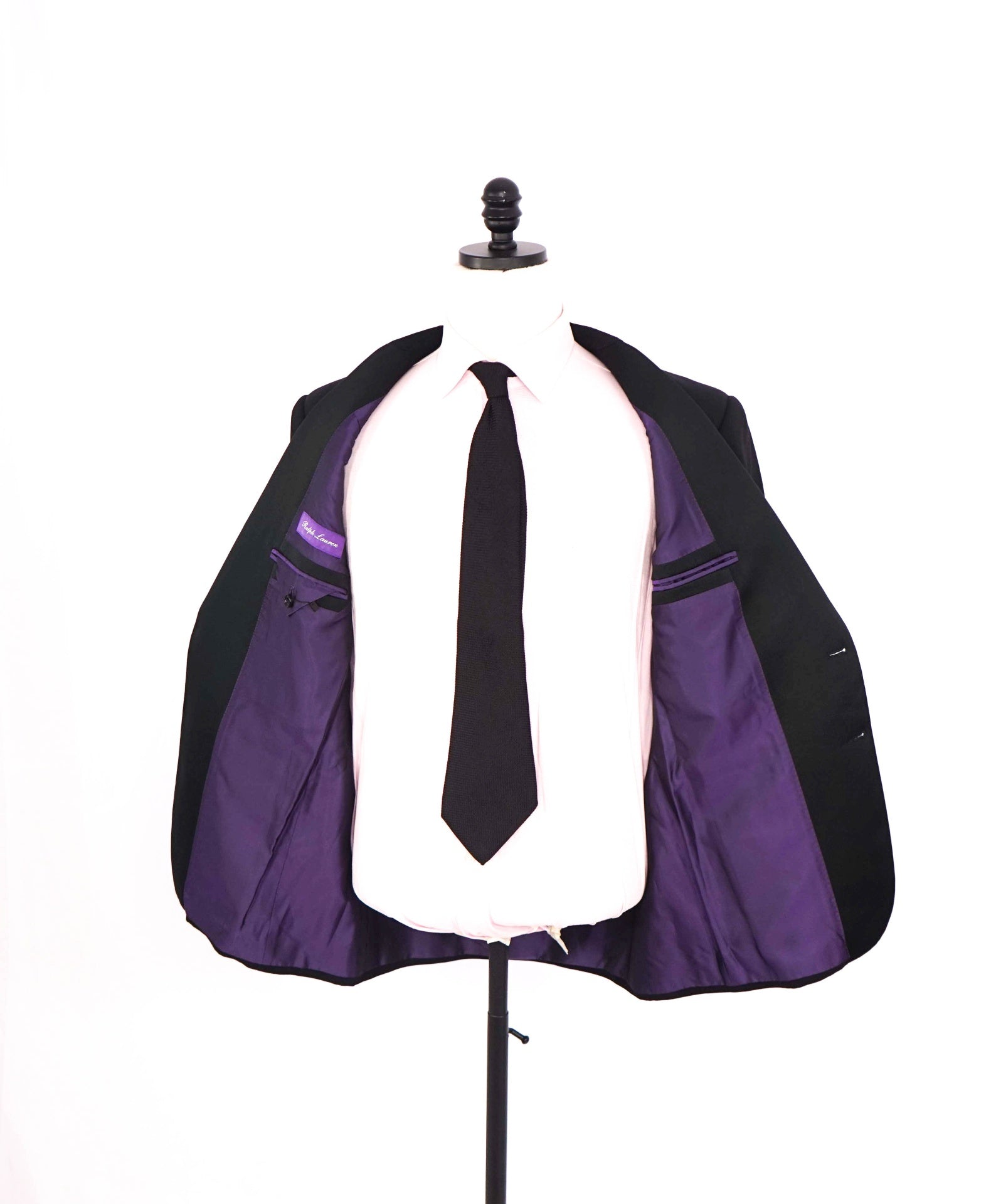 $3,795 RALPH LAUREN PURPLE LABEL - Black Notch Lapel Tuxedo Side Tabs - 42R