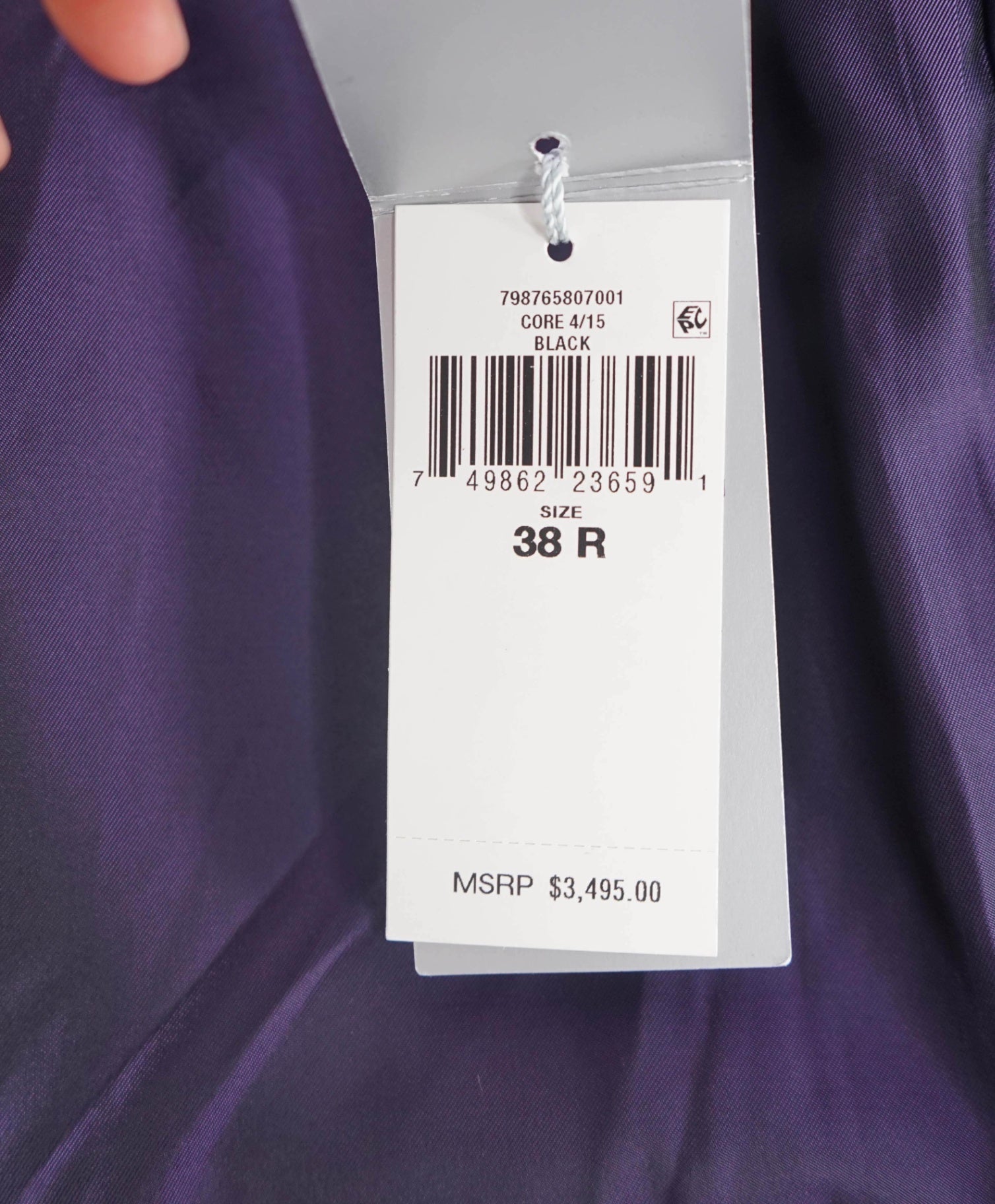 $4,290 RALPH LAUREN PURPLE LABEL - Black Wool Peak Lapel Tuxedo - 38R