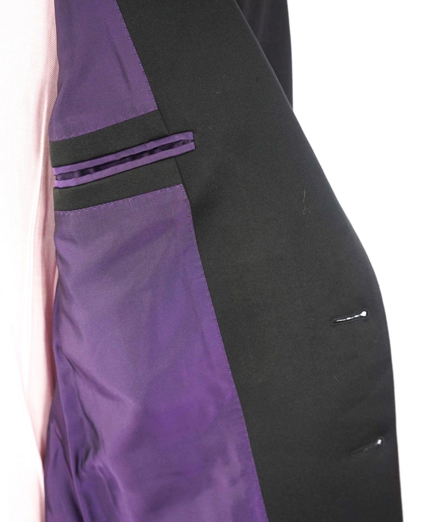 $3,795 RALPH LAUREN PURPLE LABEL - Black Notch Lapel Tuxedo Side Tabs - 42R