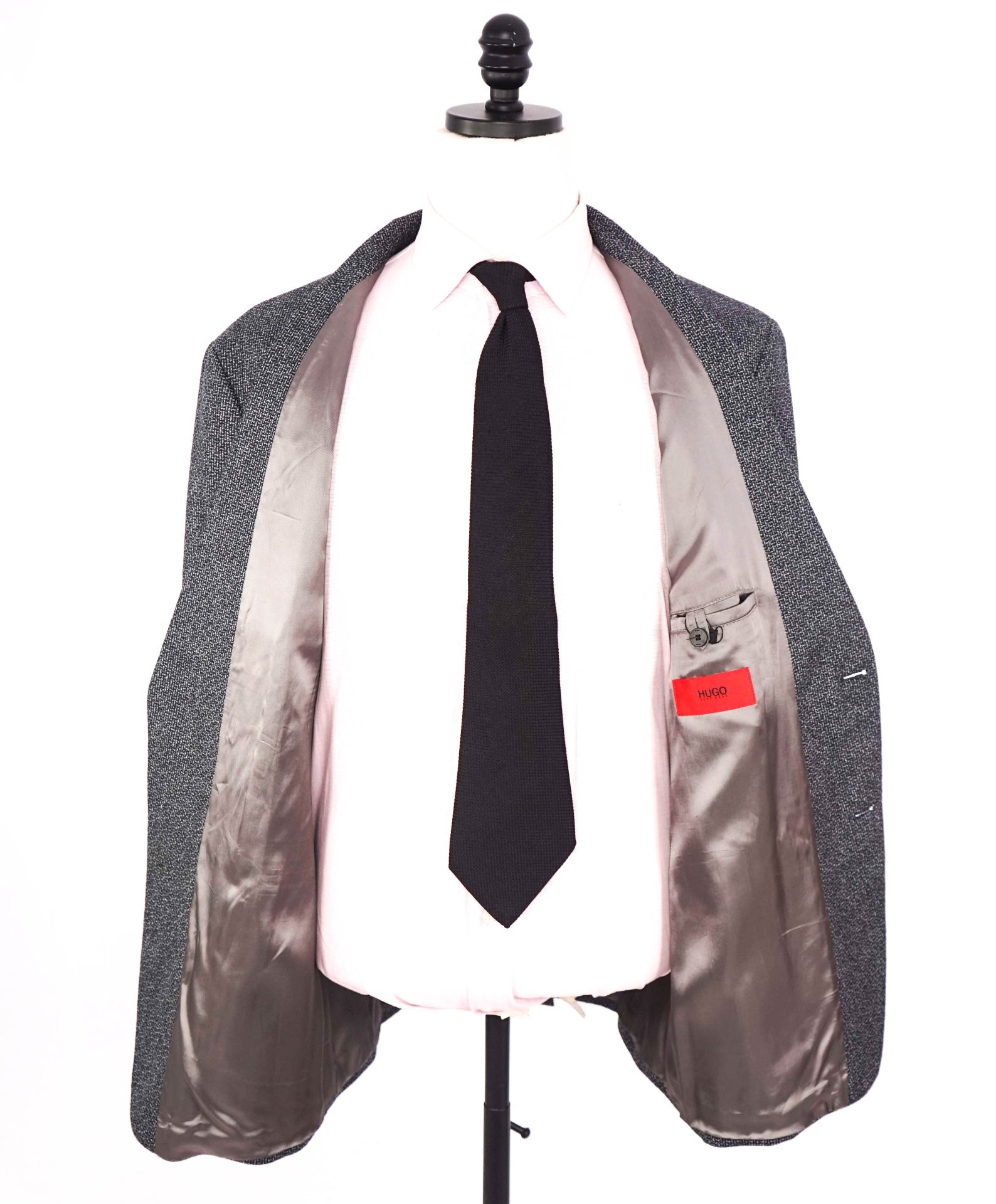 $1,199 HUGO BOSS - Textured Dark Gray Wool Blazer - 46R