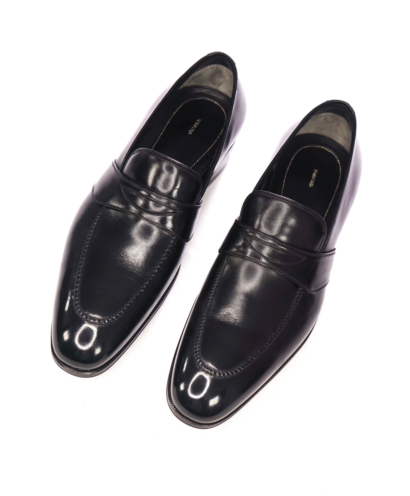 $1,790 TOM FORD - Black Leather Penny Loafers - US 8.5 EE (8TF)