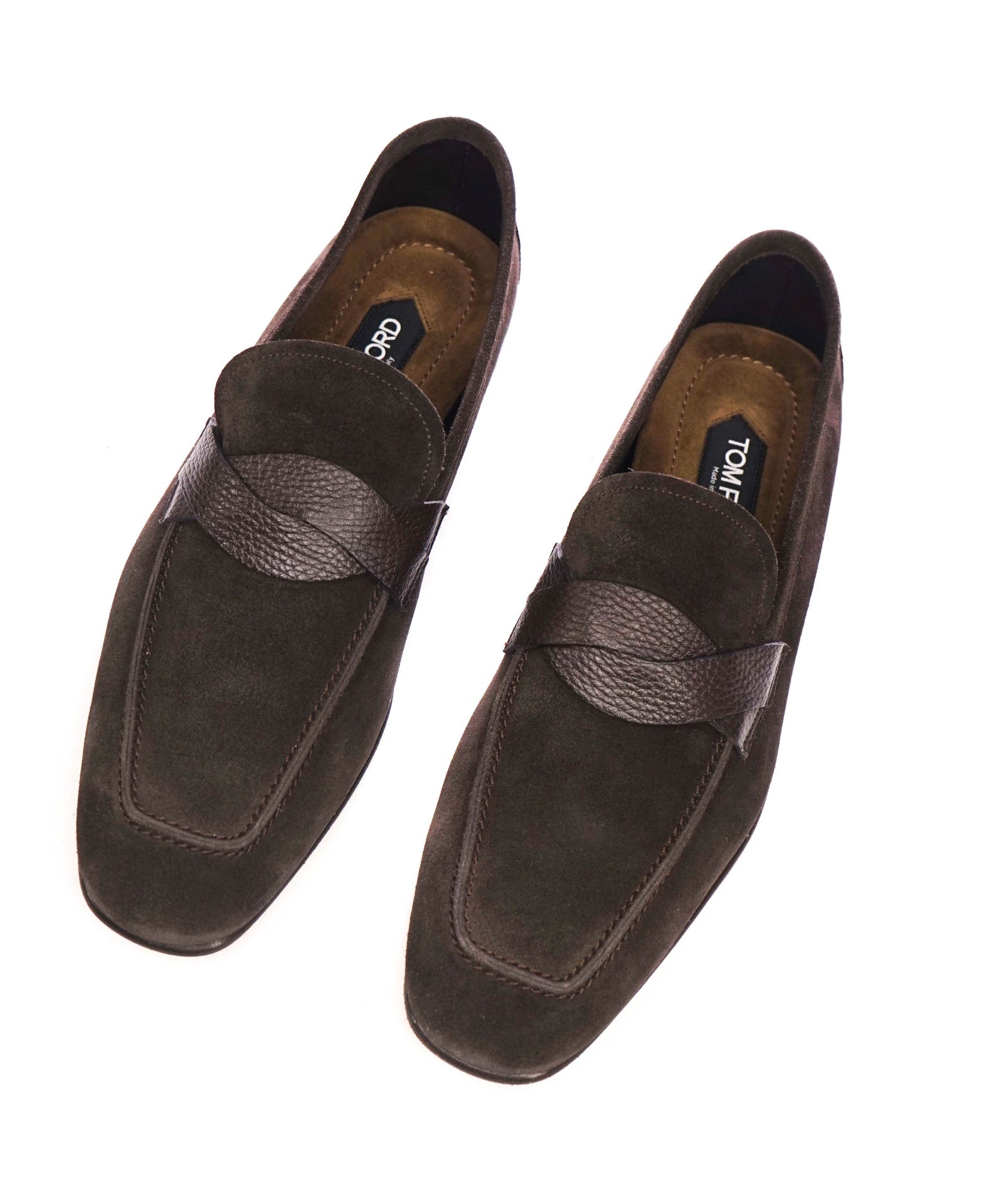 $1,750 TOM FORD - Brown Suede "Twist" Loafers - US 9.5 (9TF)