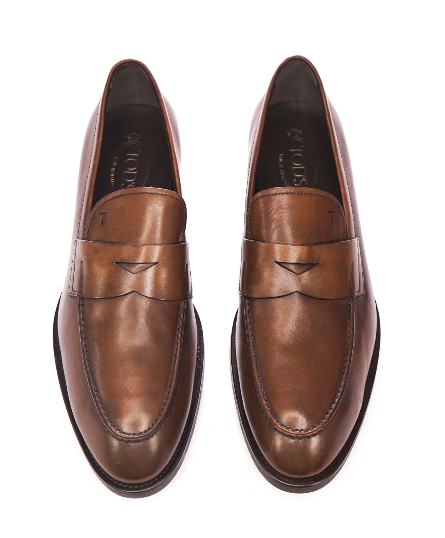 $850 TOD'S - Boston Penny Brown Leather Loafers - US 12 (UK11)