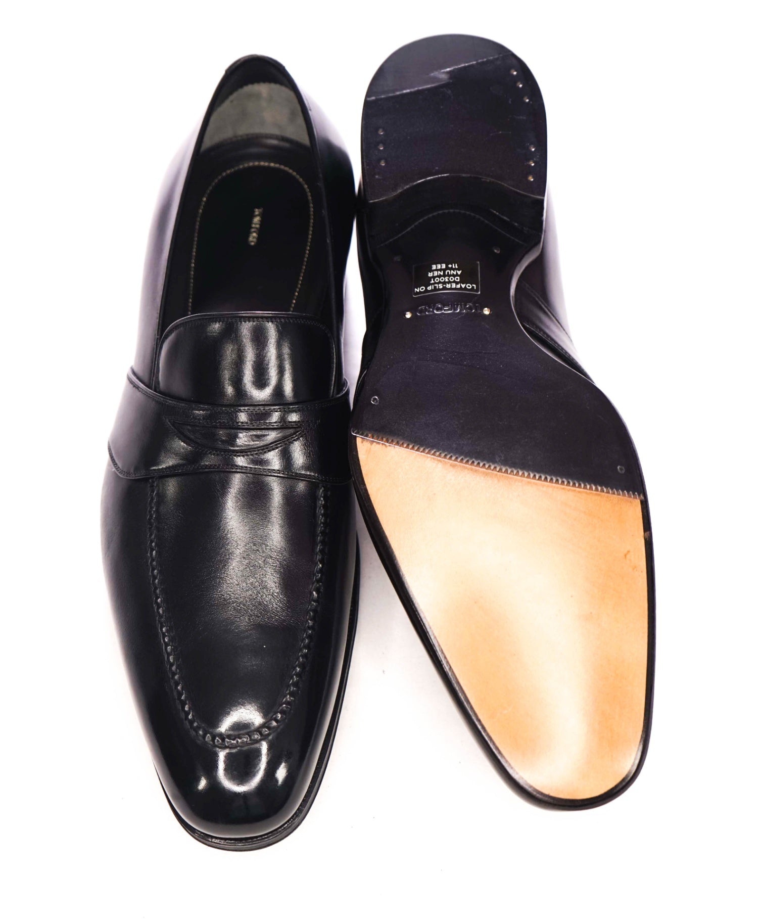 $1,790 TOM FORD - Black Leather Penny Loafers - US 12 EEE (11.5TF)