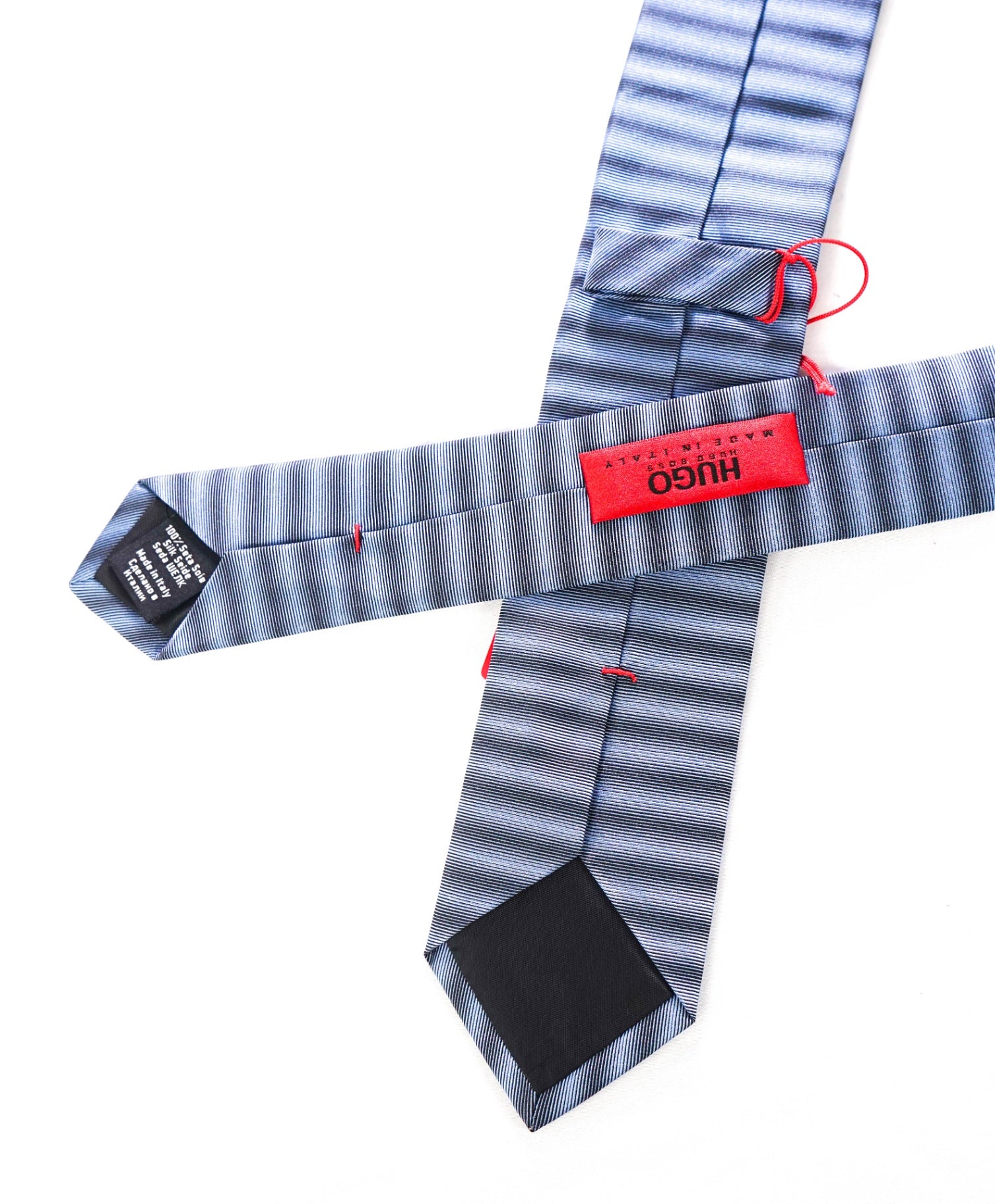 $119 HUGO BOSS - Blue Horizontal Stripe Silk 2.375" - Tie