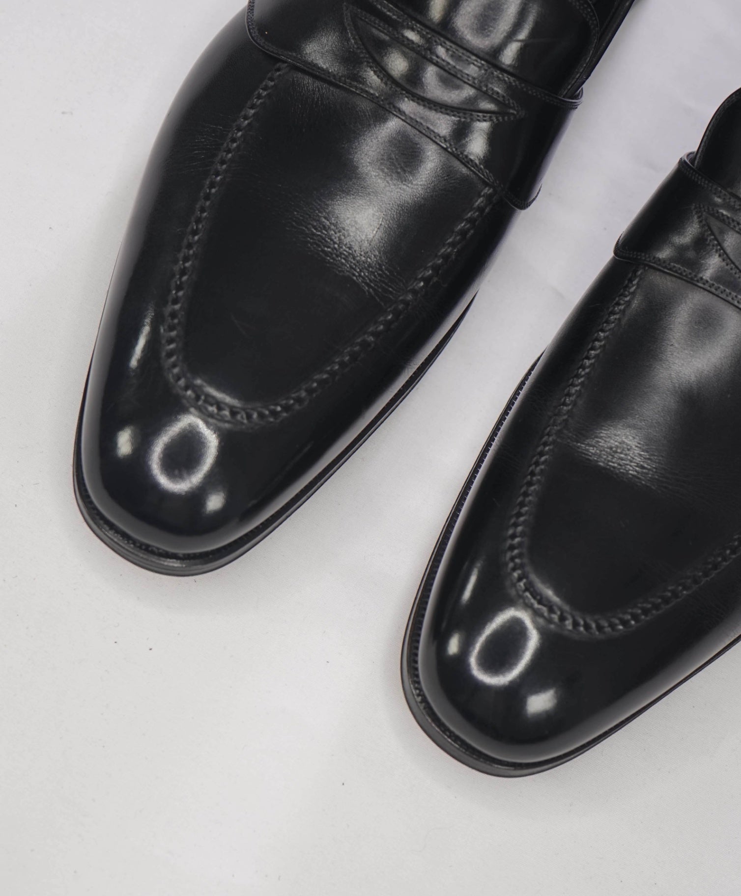 $1,790 TOM FORD - Black Leather Penny Loafers - US 8.5 EE (8TF)