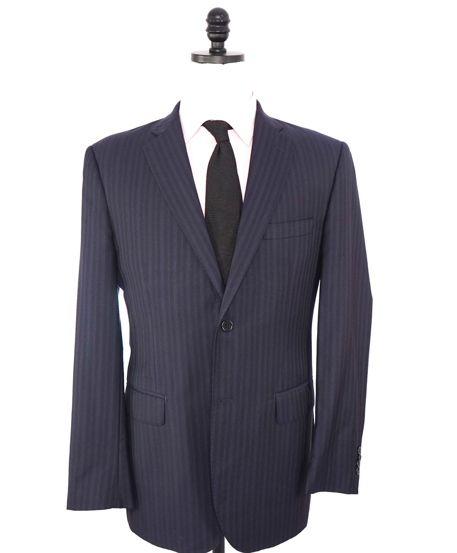 $1,295 ZEGNA for SAKS 5TH AVE - Navy Stripe "CLASSIC" Wool Suit - 42R