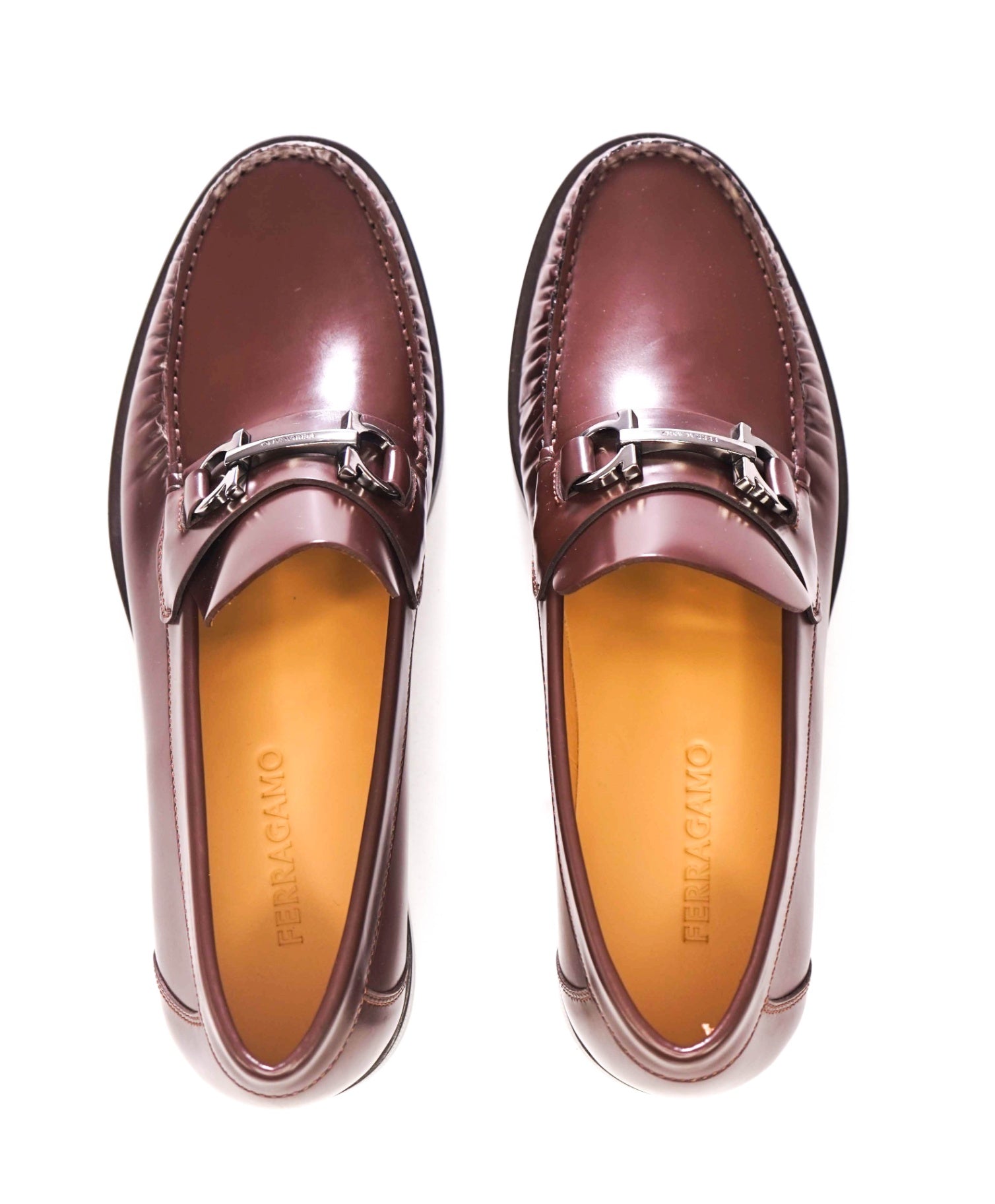 $950 FERRAGAMO - Brown Leather "FORT" Loafers - 10 E