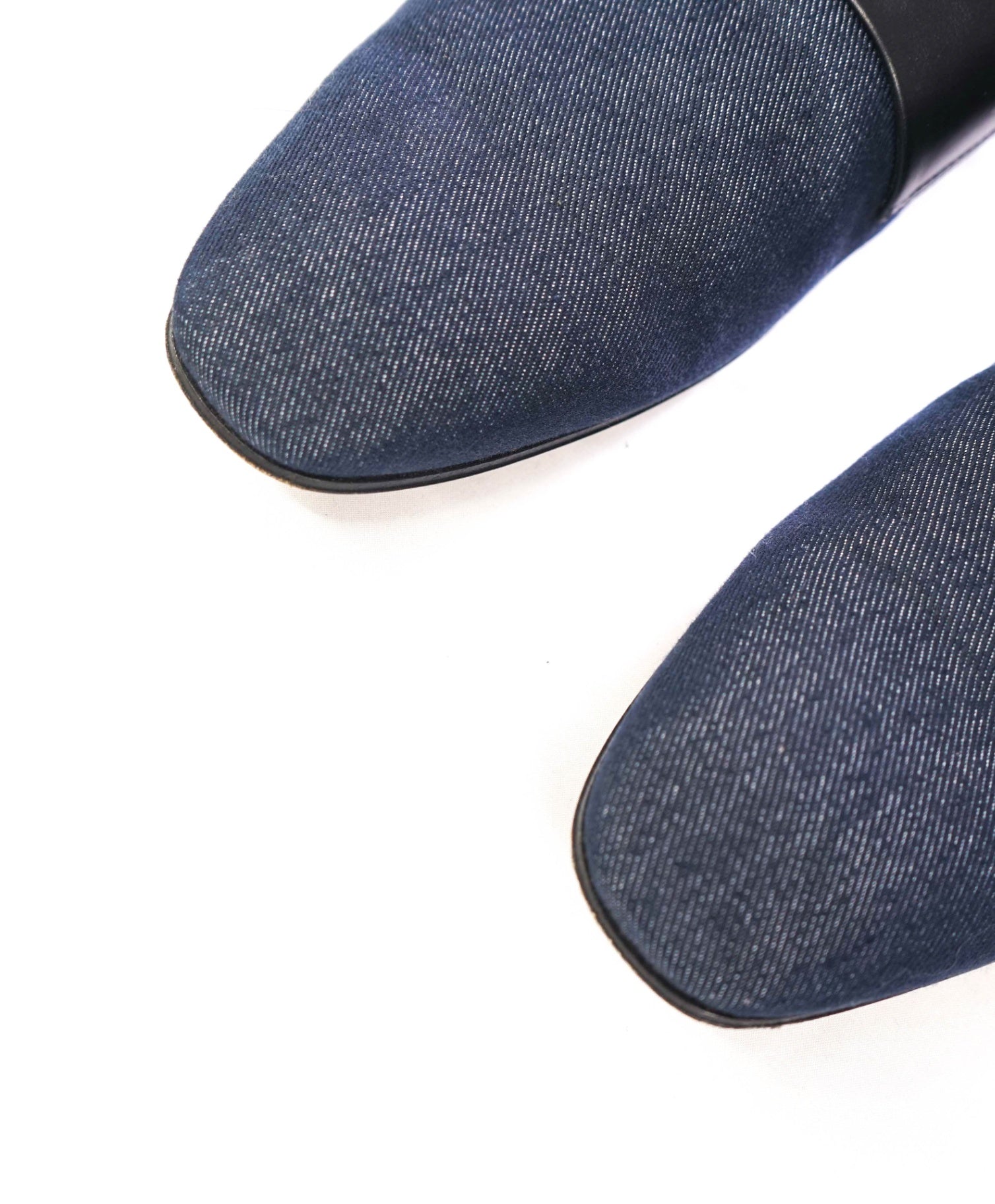 $650 PAUL STUART - Navy Blue Heron Denim Formal Loafers - 13 M