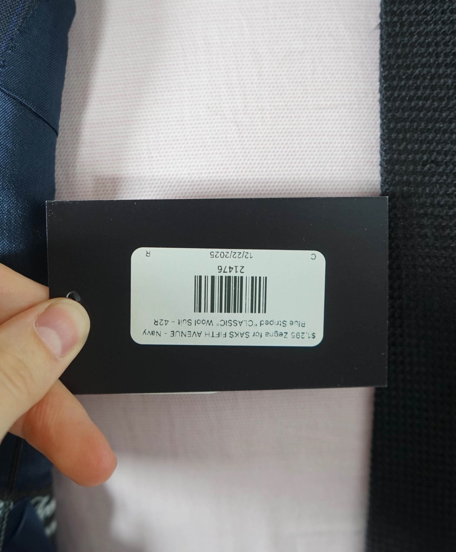$1,295 ZEGNA for SAKS 5TH AVE - Navy Stripe "CLASSIC" Wool Suit - 42R