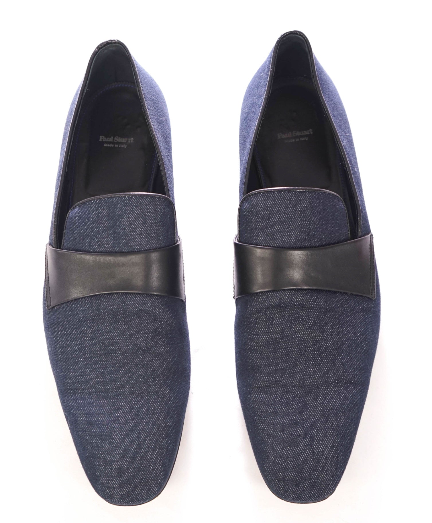 $650 PAUL STUART - Navy Blue Heron Denim Formal Loafers - 13 M