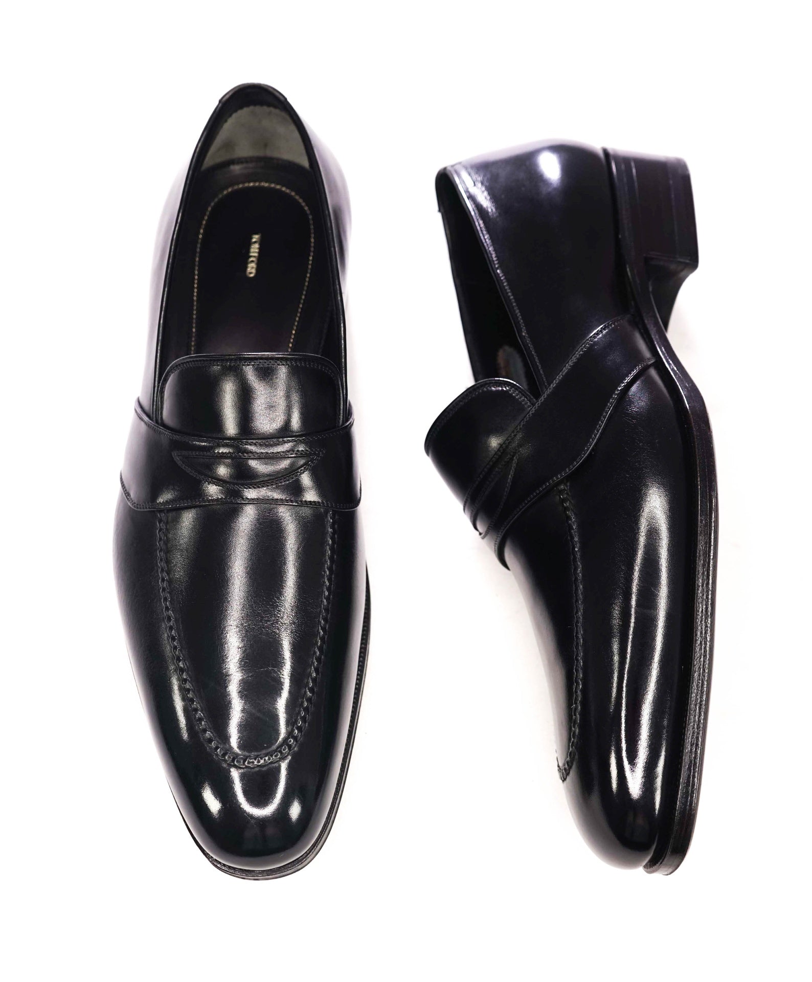 $1,790 TOM FORD - Black Leather Penny Loafers - US 8 EE (7.5TF)
