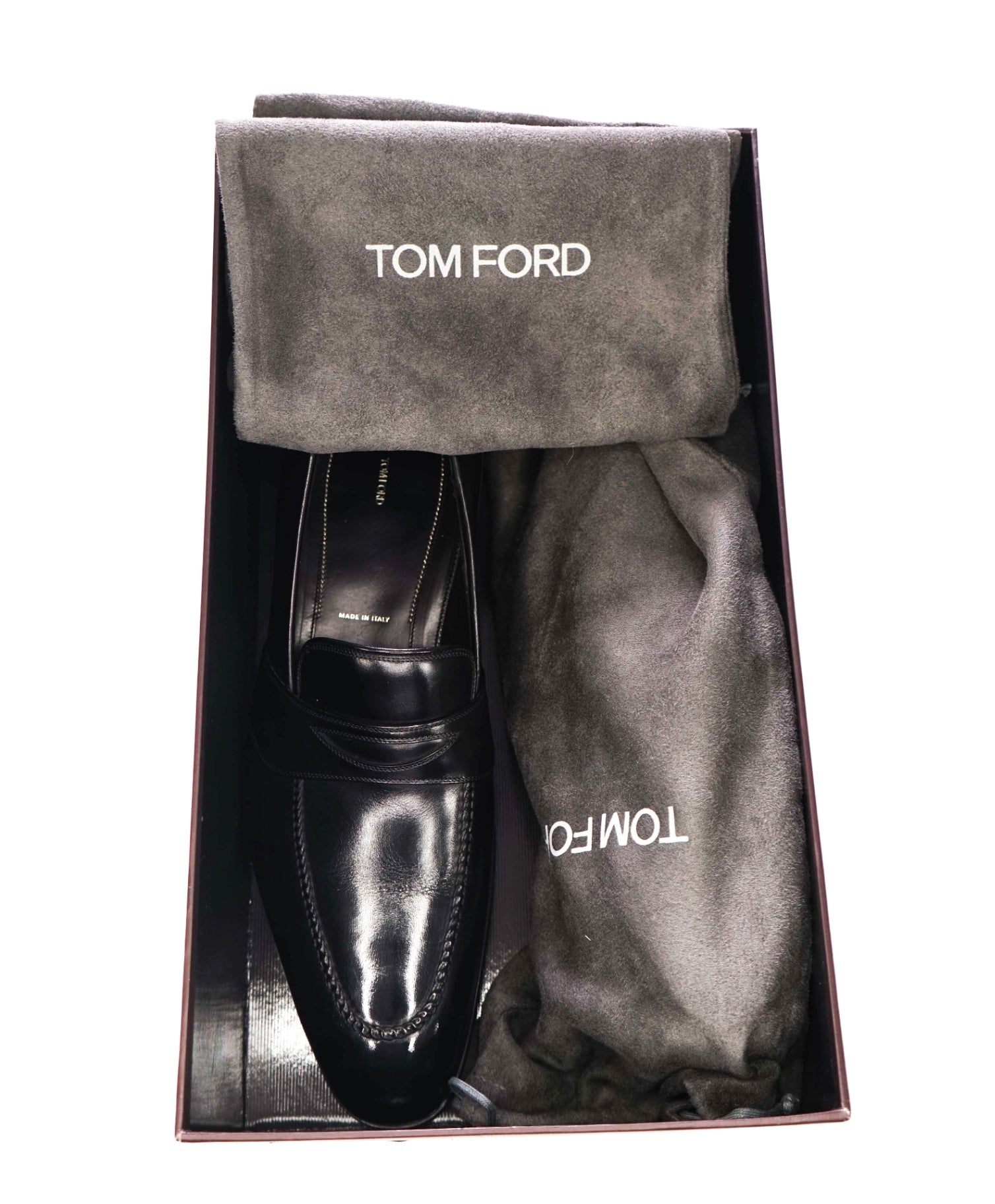 $1,790 TOM FORD - Black Leather Penny Loafers - US 8.5 EE (8TF)