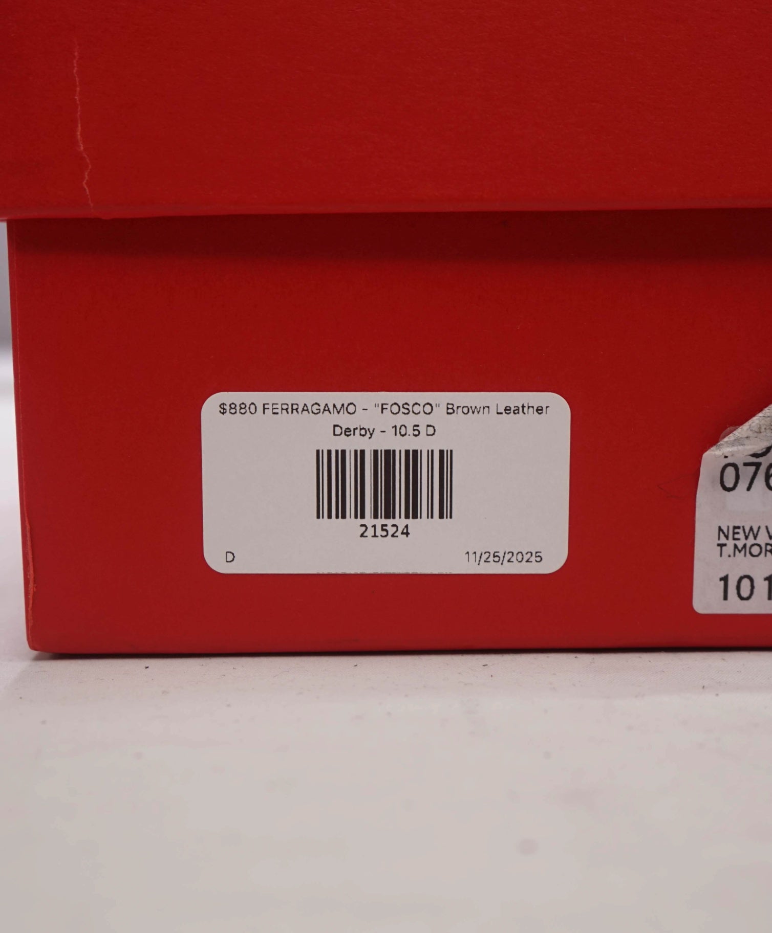 $880 FERRAGAMO - "FOSCO" Brown Patina Leather Derby - 10.5 D