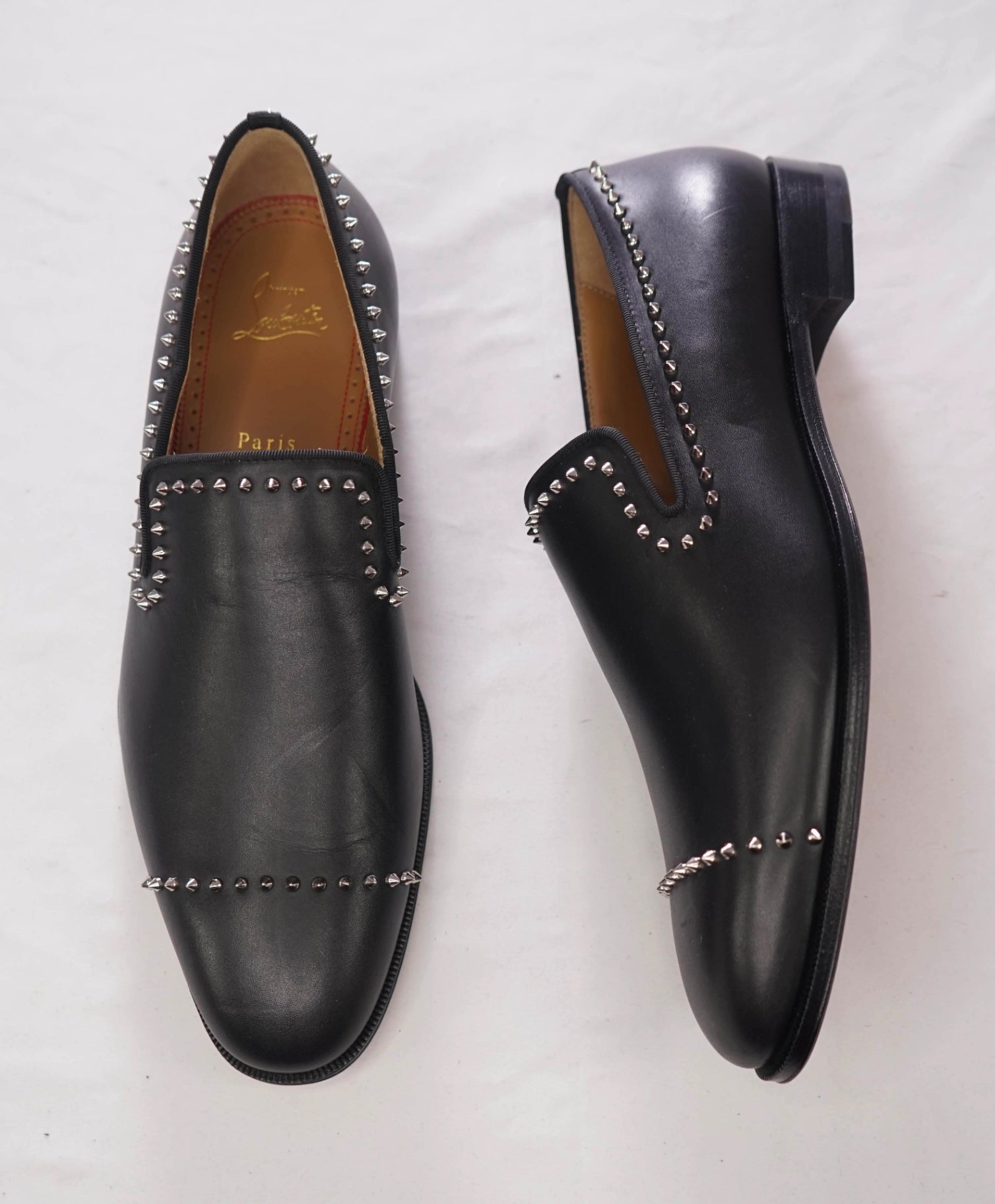 $1,200 CHRISTIAN LOUBOUTIN - *DANDY CLOO* Black Spike Loafers - US 9 (EU42)