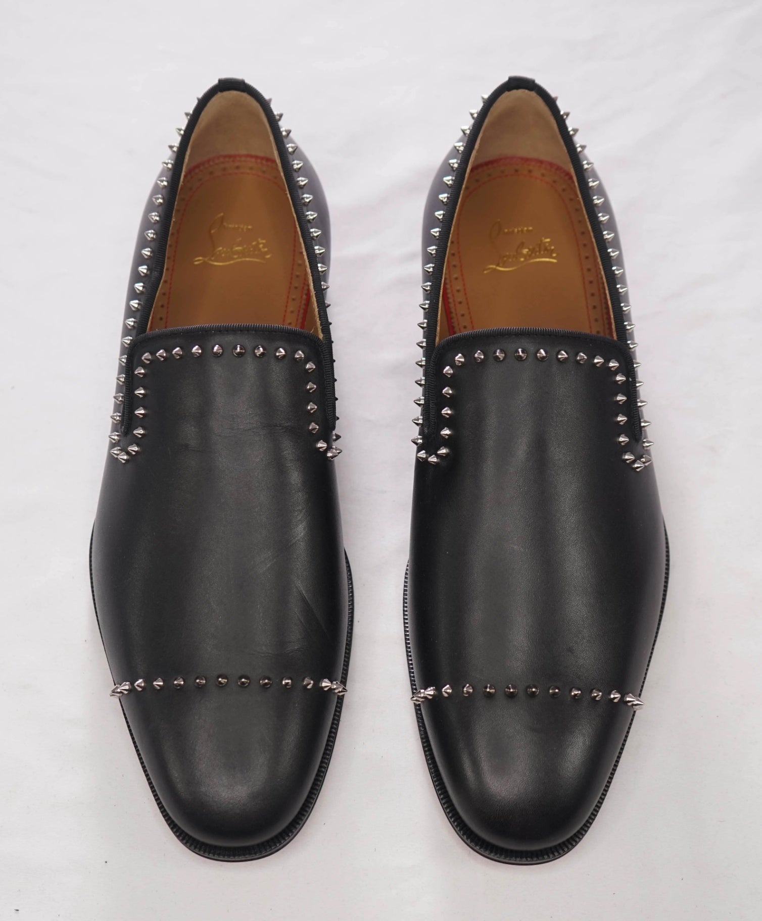 $1,200 CHRISTIAN LOUBOUTIN - *DANDY CLOO* Black Spike Loafers - US 9 (EU42)