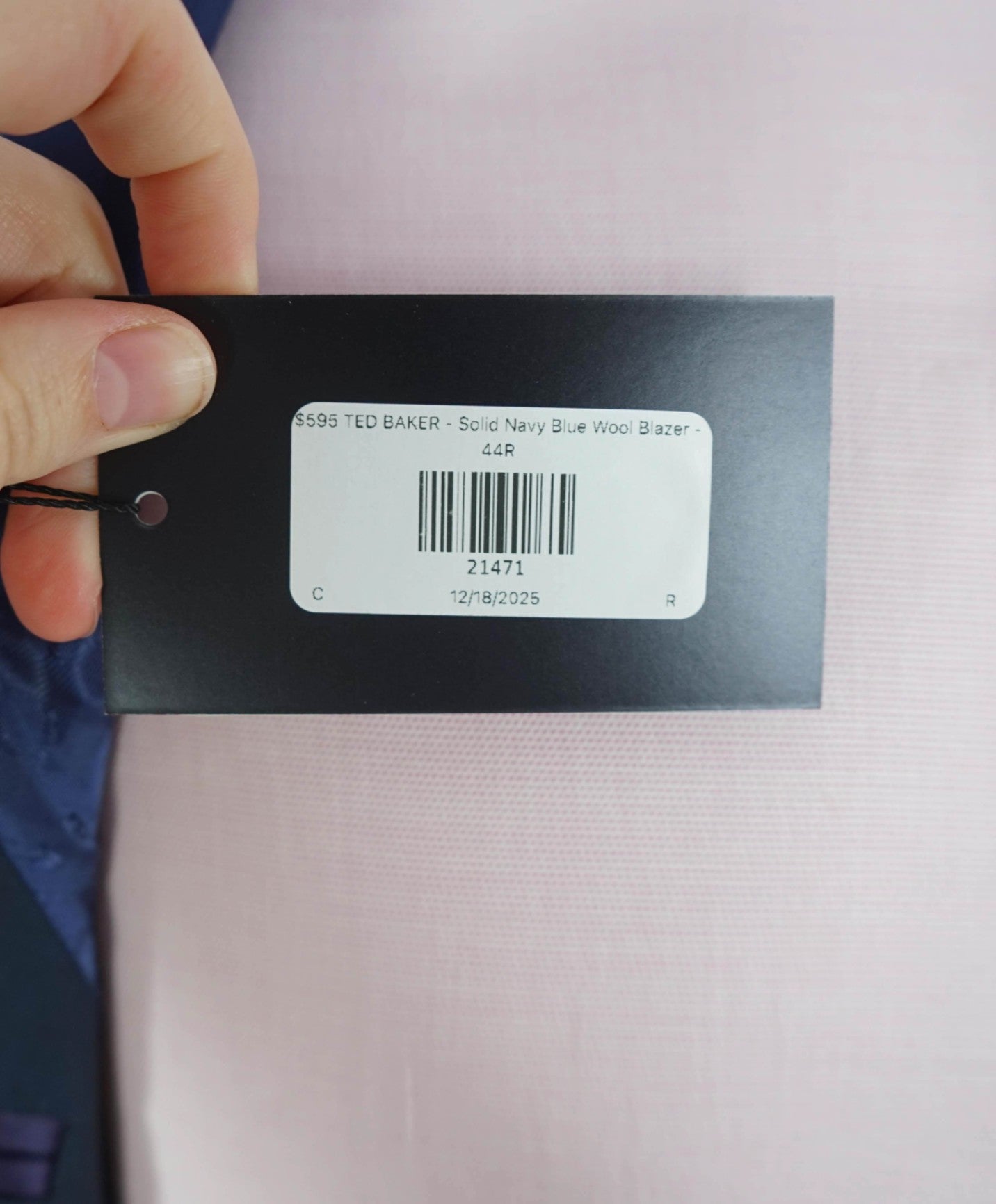 $595 TED BAKER - Solid Navy Blue Wool Blazer - 44R