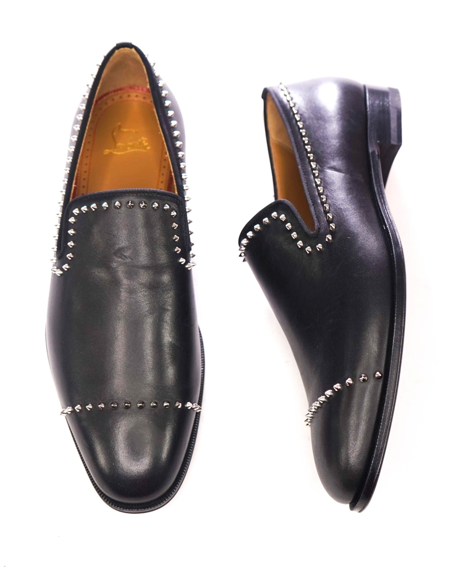 $1,200 CHRISTIAN LOUBOUTIN - *DANDY CLOO* Black Spike Loafers - US 9 (EU42)
