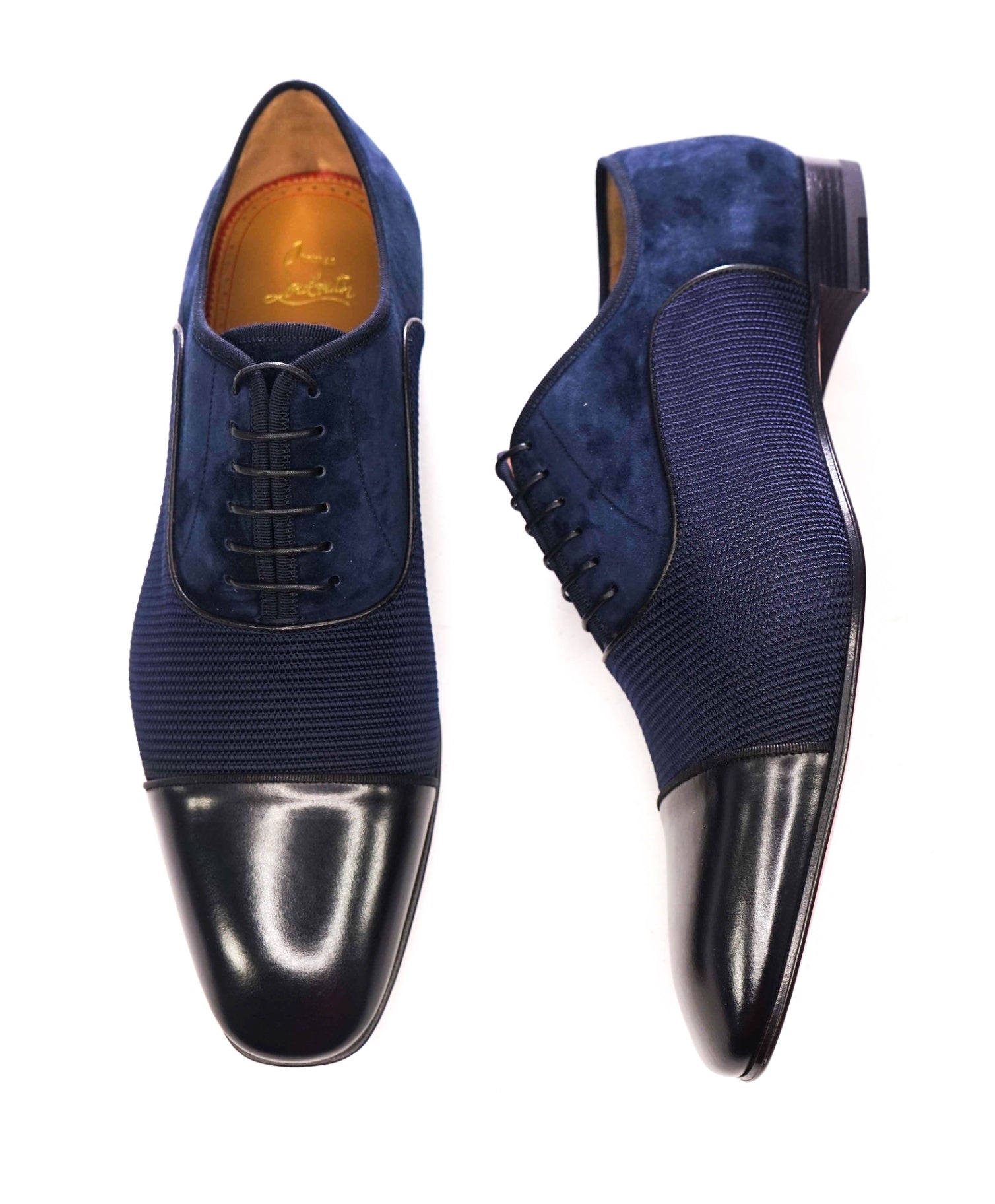 $1,050 CHRISTIAN LOUBOUTIN - *GREGGO* Suede Navy Oxfords - US 12 (45EU)