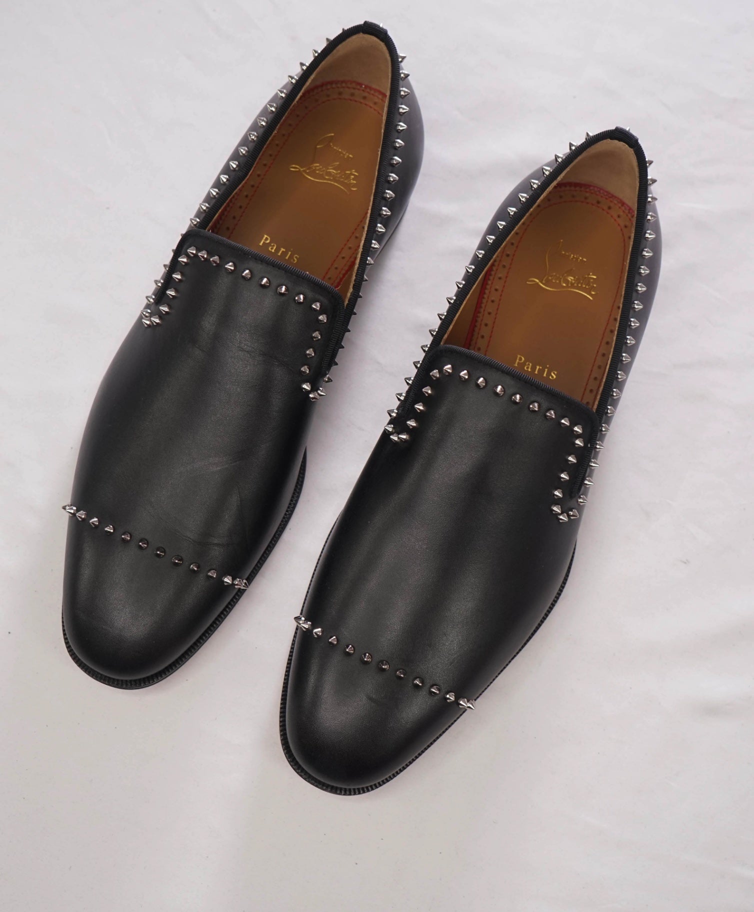 $1,200 CHRISTIAN LOUBOUTIN - *DANDY CLOO* Black Spike Loafers - US 9 (EU42)