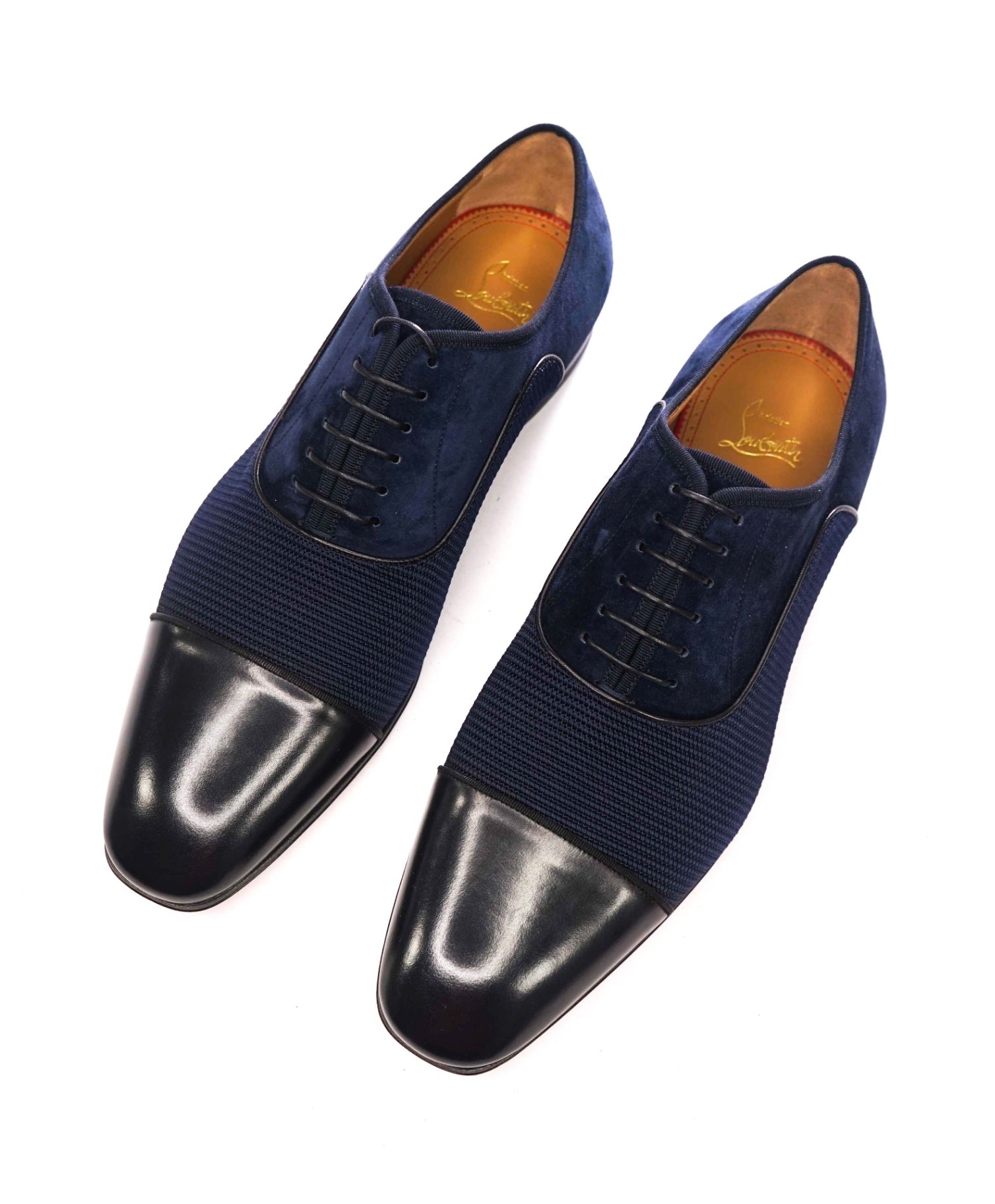 $1,050 CHRISTIAN LOUBOUTIN - *GREGGO* Suede Navy Oxfords - US 12 (45EU)