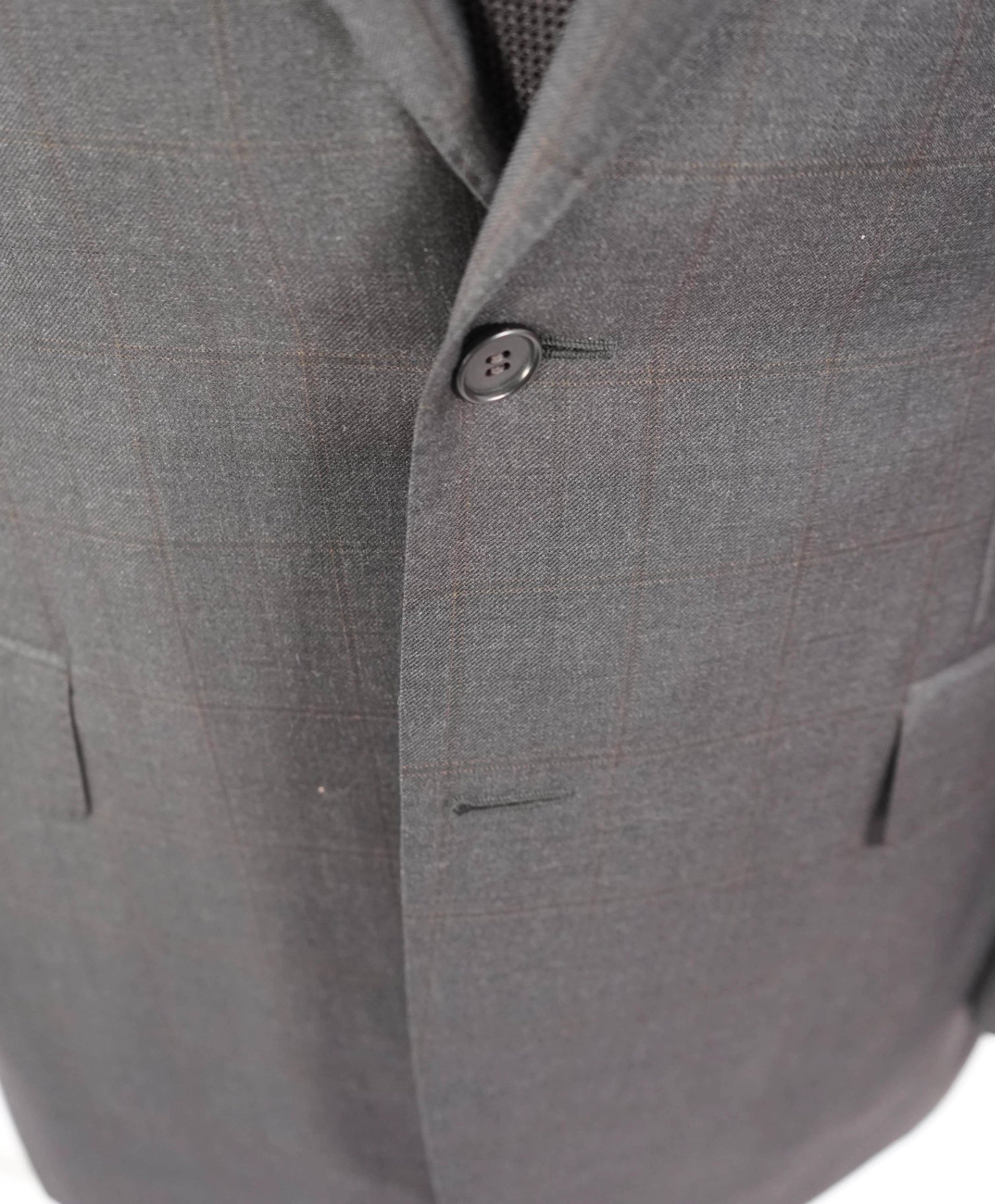 $1,895 CANALI - Gray / Brown Windowpane Check Blazer - 42R