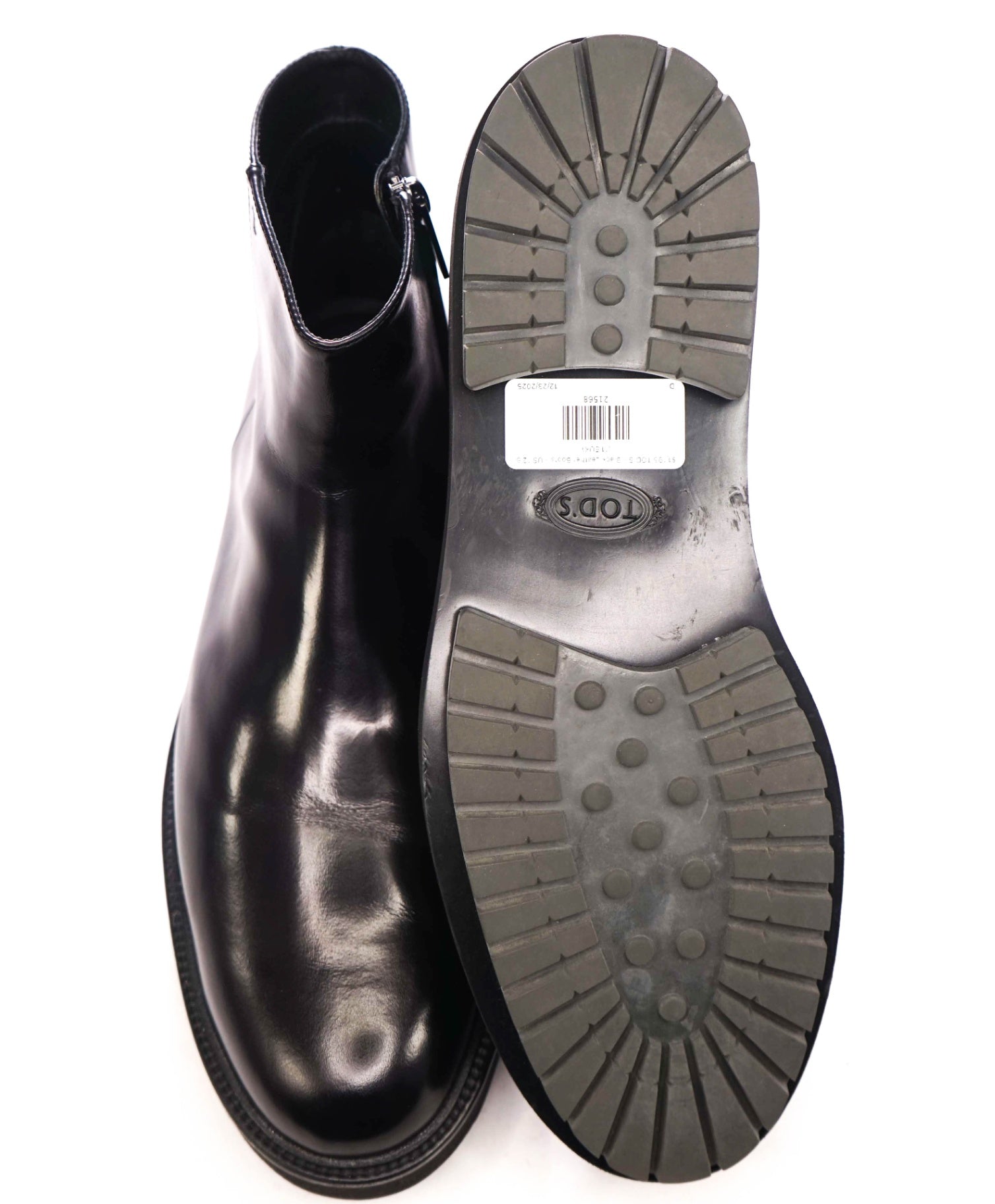 $1,195 TOD'S - Black Leather Lug Sole Boots - US 12.5 (11.5UK)
