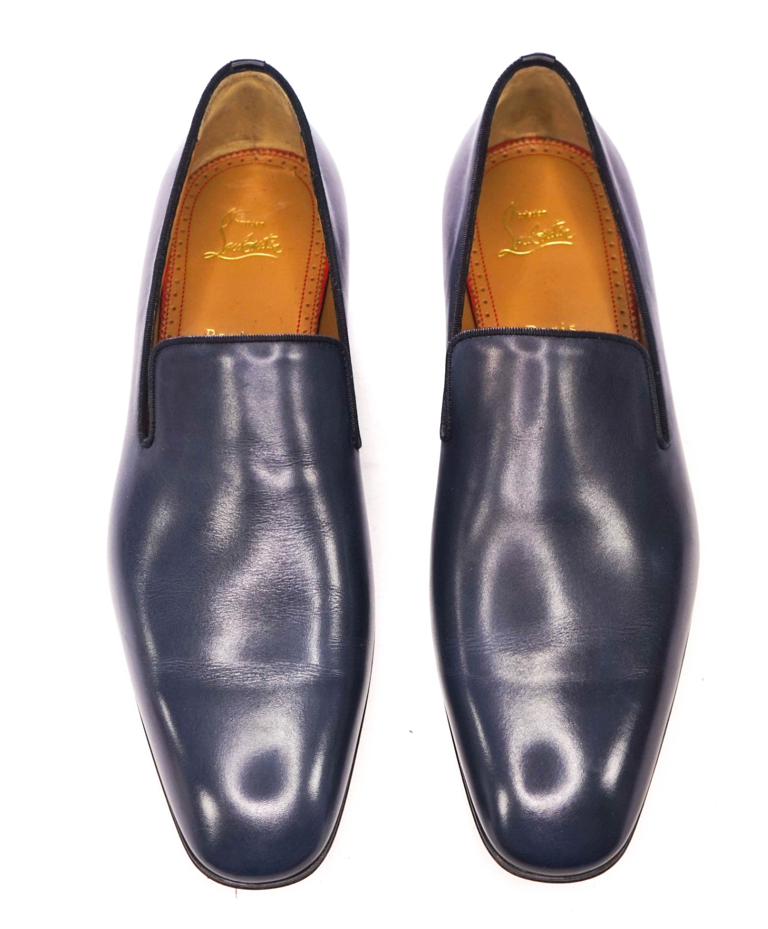 $1,050 CHRISTIAN LOUBOUTIN - Navy Blue Leather *DANDELION* Loafers - US 11 (44EU)