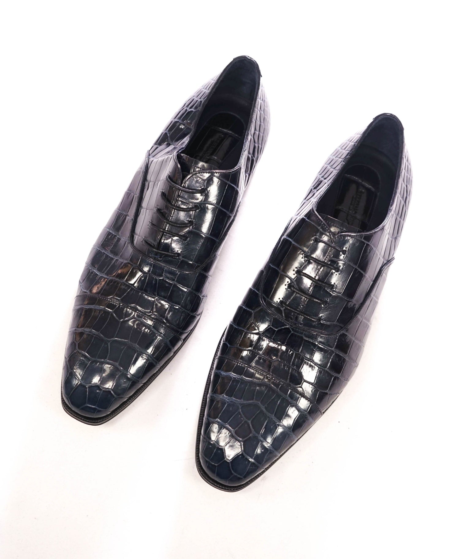 $9,000 STEFANO RICCI - Navy Blue Crocodile Skin Oxfords - 11 US (10UK)