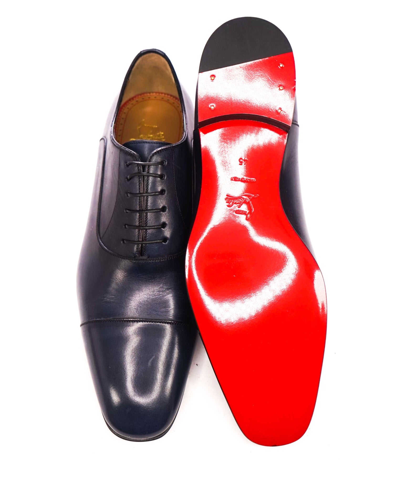 $1,050 CHRISTIAN LOUBOUTIN - Navy Blue Leather *GREGGO* Oxfords - US 12 (45EU)