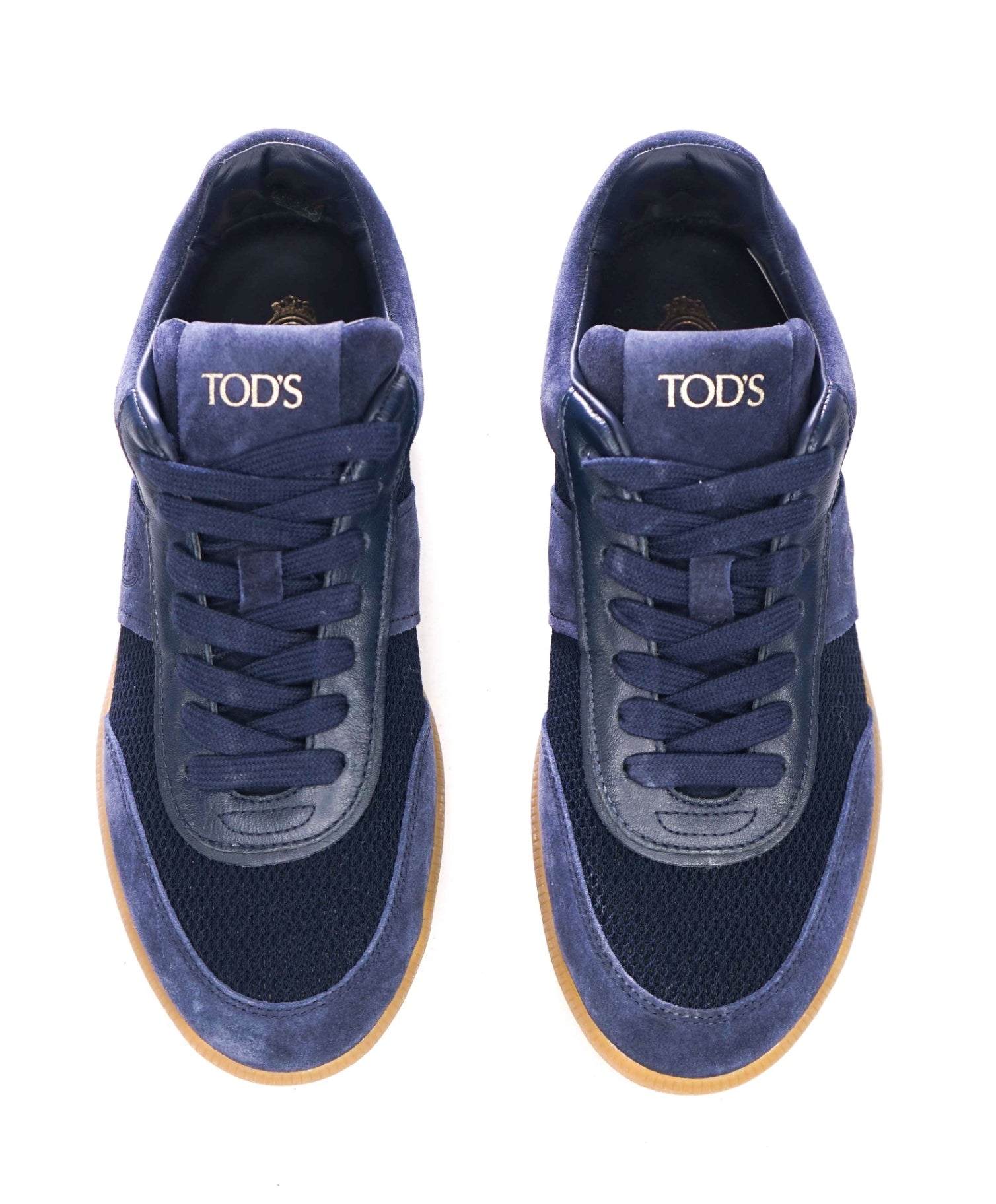 $700 TOD'S - Navy Blue Leather/Suede/Fabric Sneakers - US 7 (6UK)