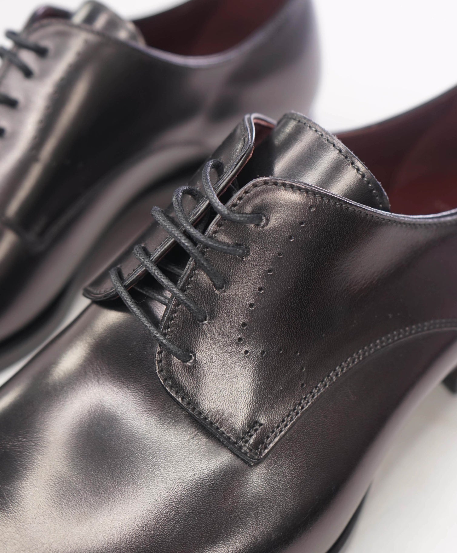 $1,250 BRIONI - Black Leather Round Toe Derby - US 9 (UK8)
