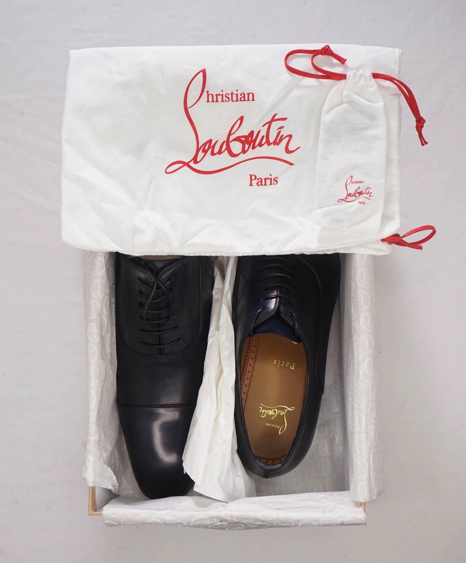 $1,050 CHRISTIAN LOUBOUTIN - Navy Blue Leather *GREGGO* Oxfords - US 12 (45EU)