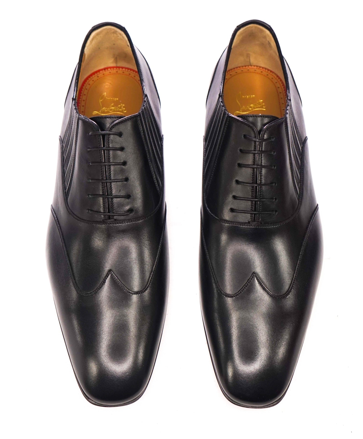 $1,145 CHRISTIAN LOUBOUTIN - Black Leather *MY ARMOR" Oxfords - US 14 (EU47)