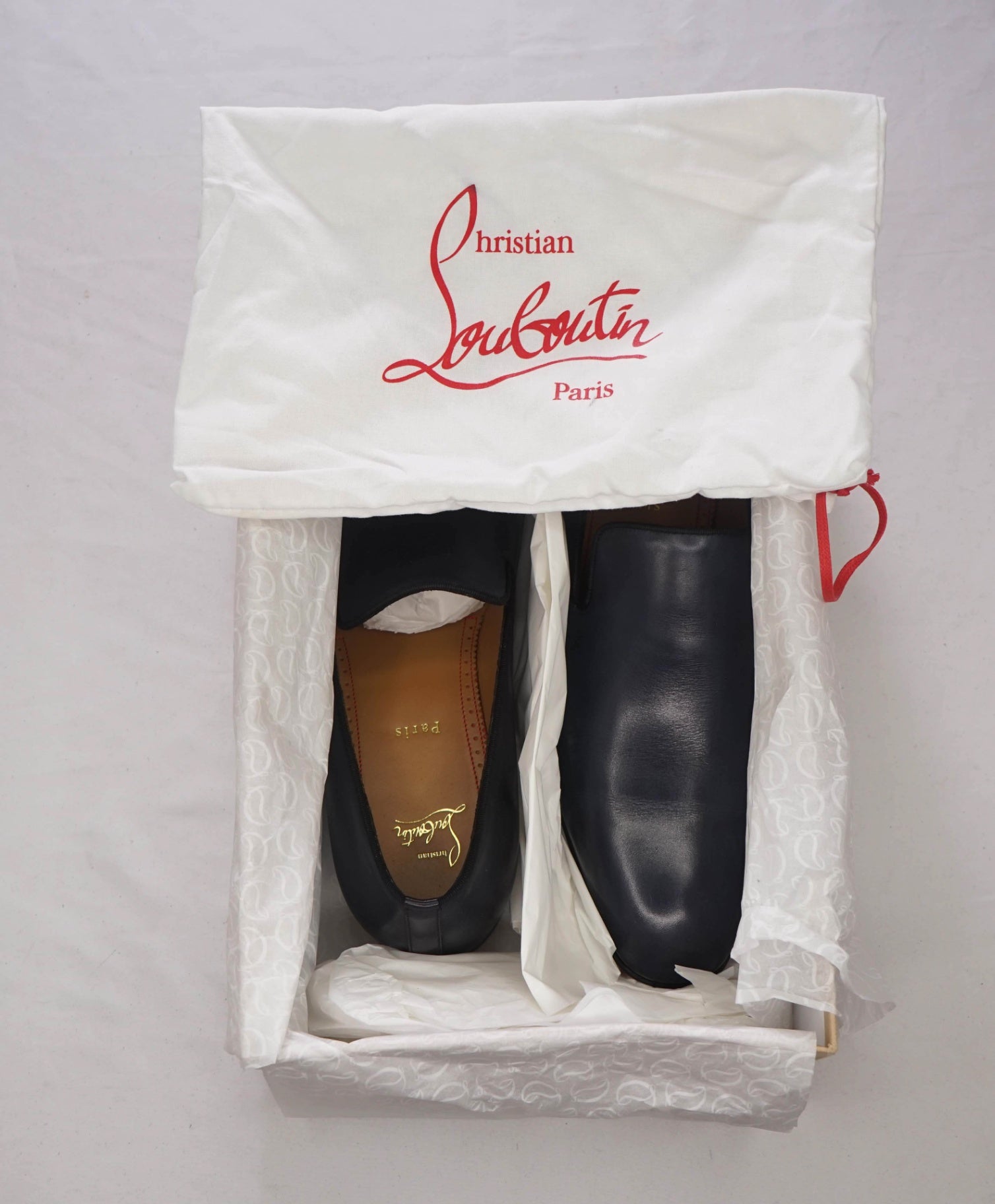 $1,050 CHRISTIAN LOUBOUTIN - Navy Blue Leather *DANDELION* Loafers - US 11 (44EU)