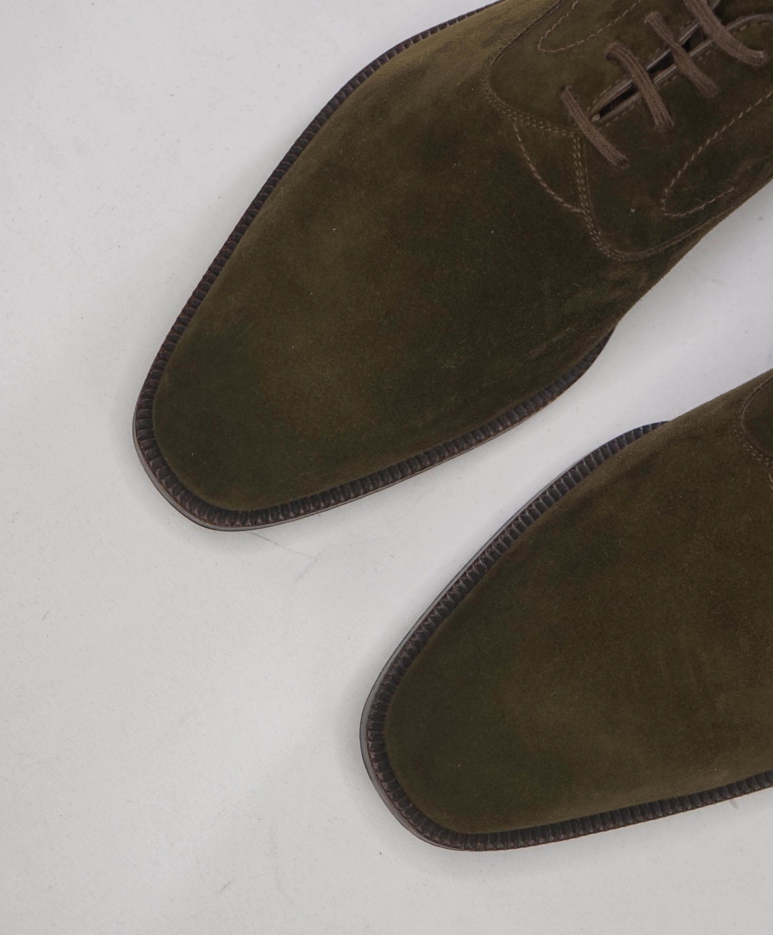 $750 GRAVATI - Dark Green Supple Suede Oxfords - 8 M