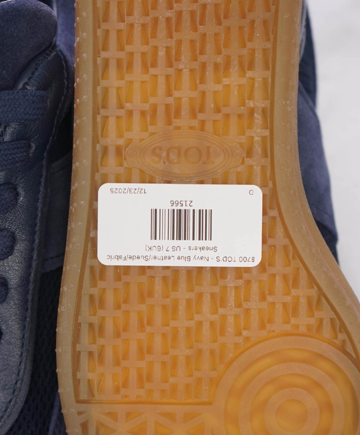 $700 TOD'S - Navy Blue Leather/Suede/Fabric Sneakers - US 7 (6UK)