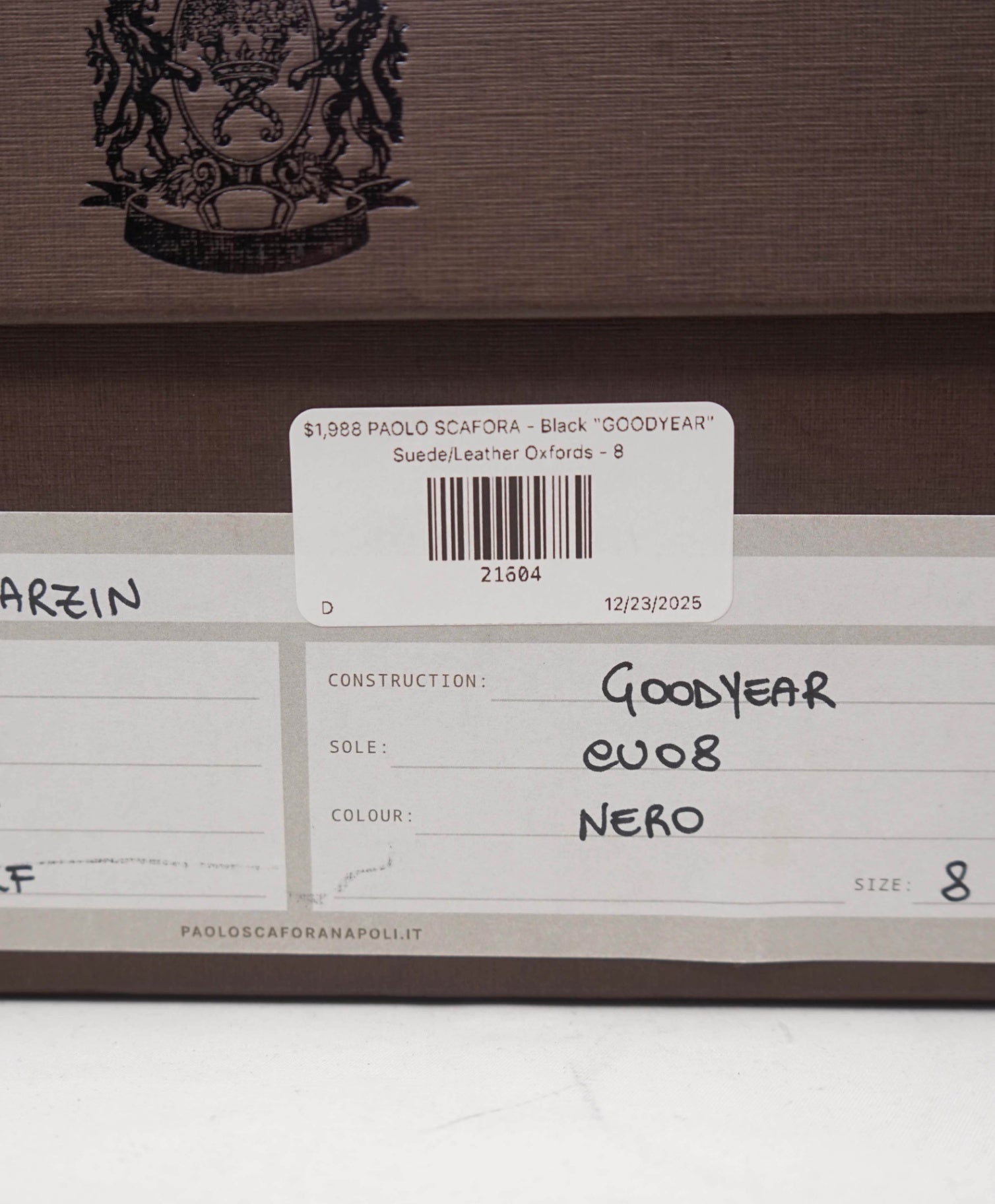 $1,988 PAOLO SCAFORA - Black "GOODYEAR"Oxfords - 9 US (8UK)