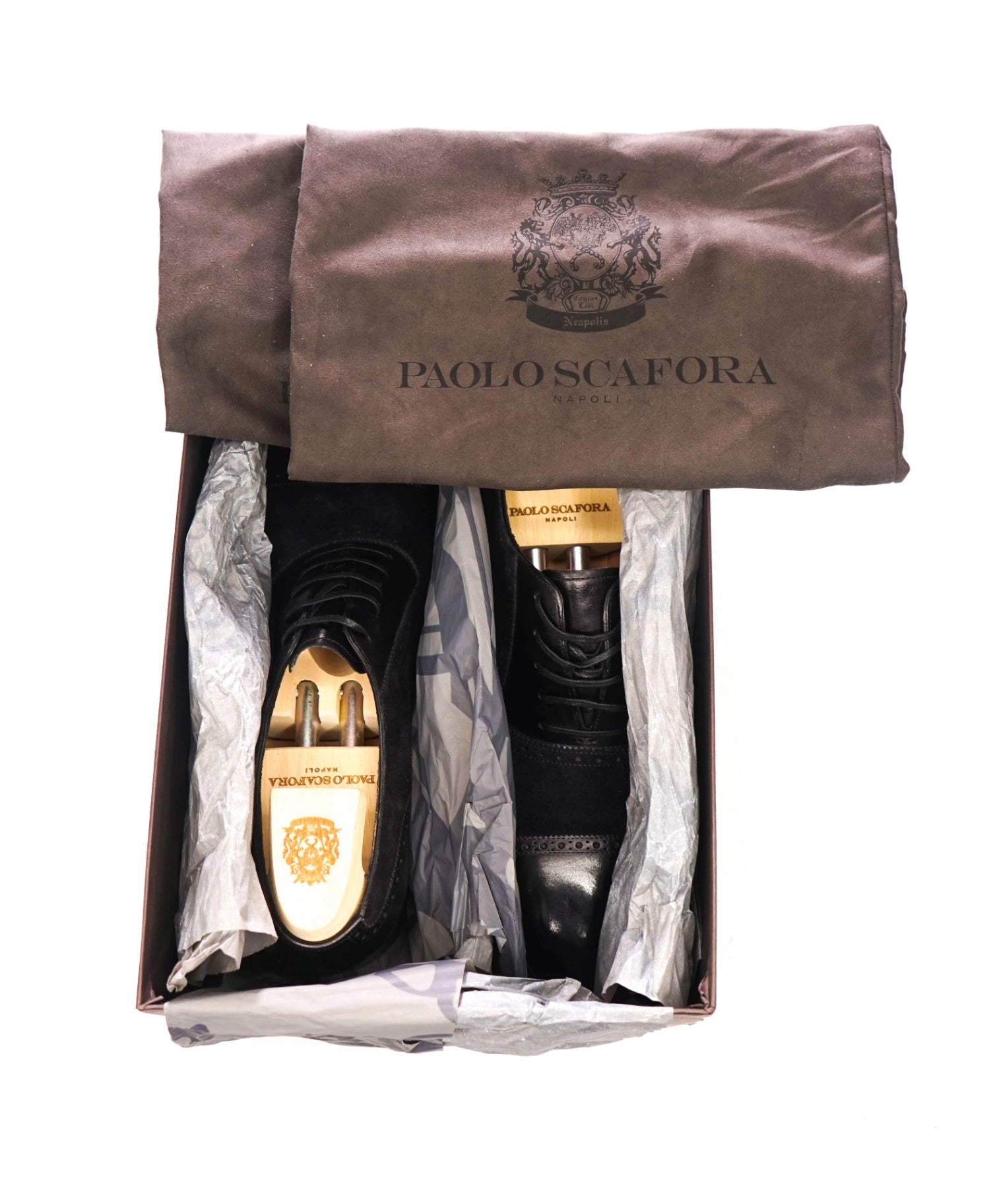 $1,988 PAOLO SCAFORA - Black "GOODYEAR"Oxfords - 9 US (8UK)