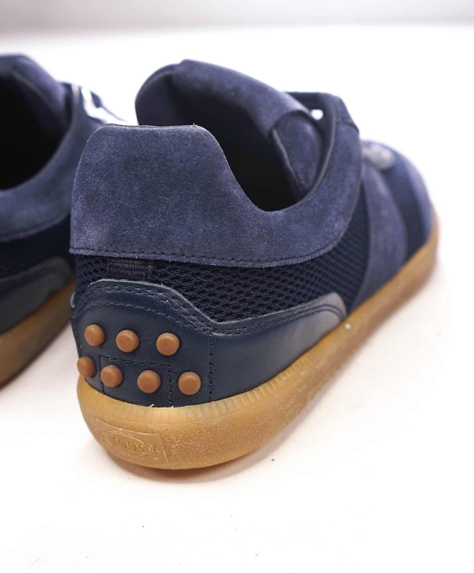 $700 TOD'S - Navy Blue Leather/Suede/Fabric Sneakers - US 7 (6UK)