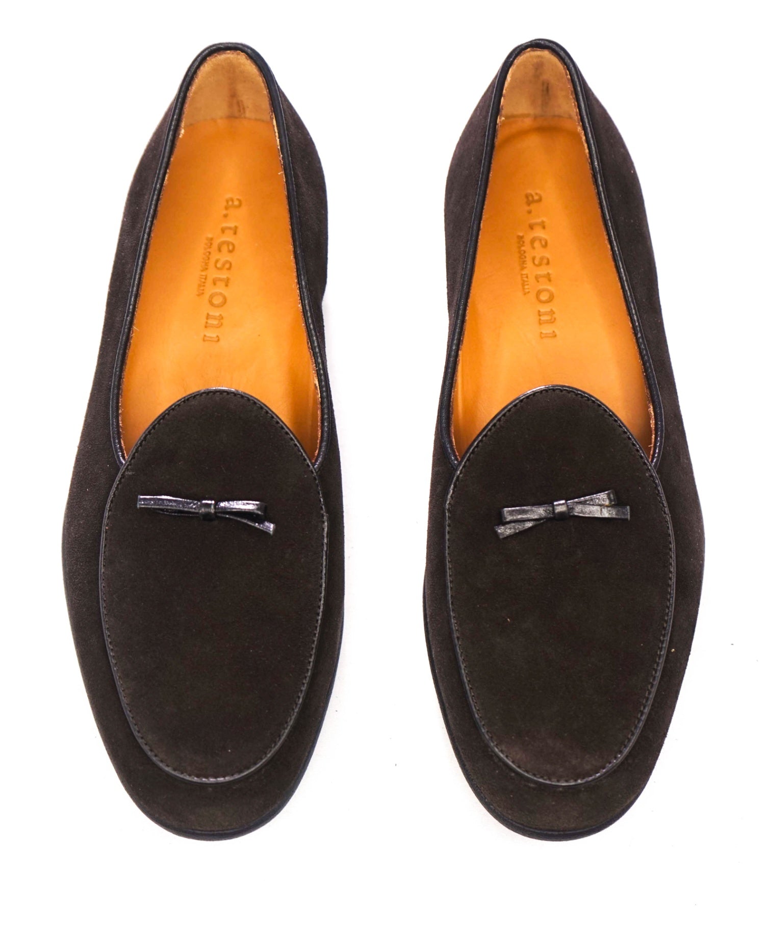 $1,100 A.TESTONI - Brown Suede BELGIAN Loafers - 8